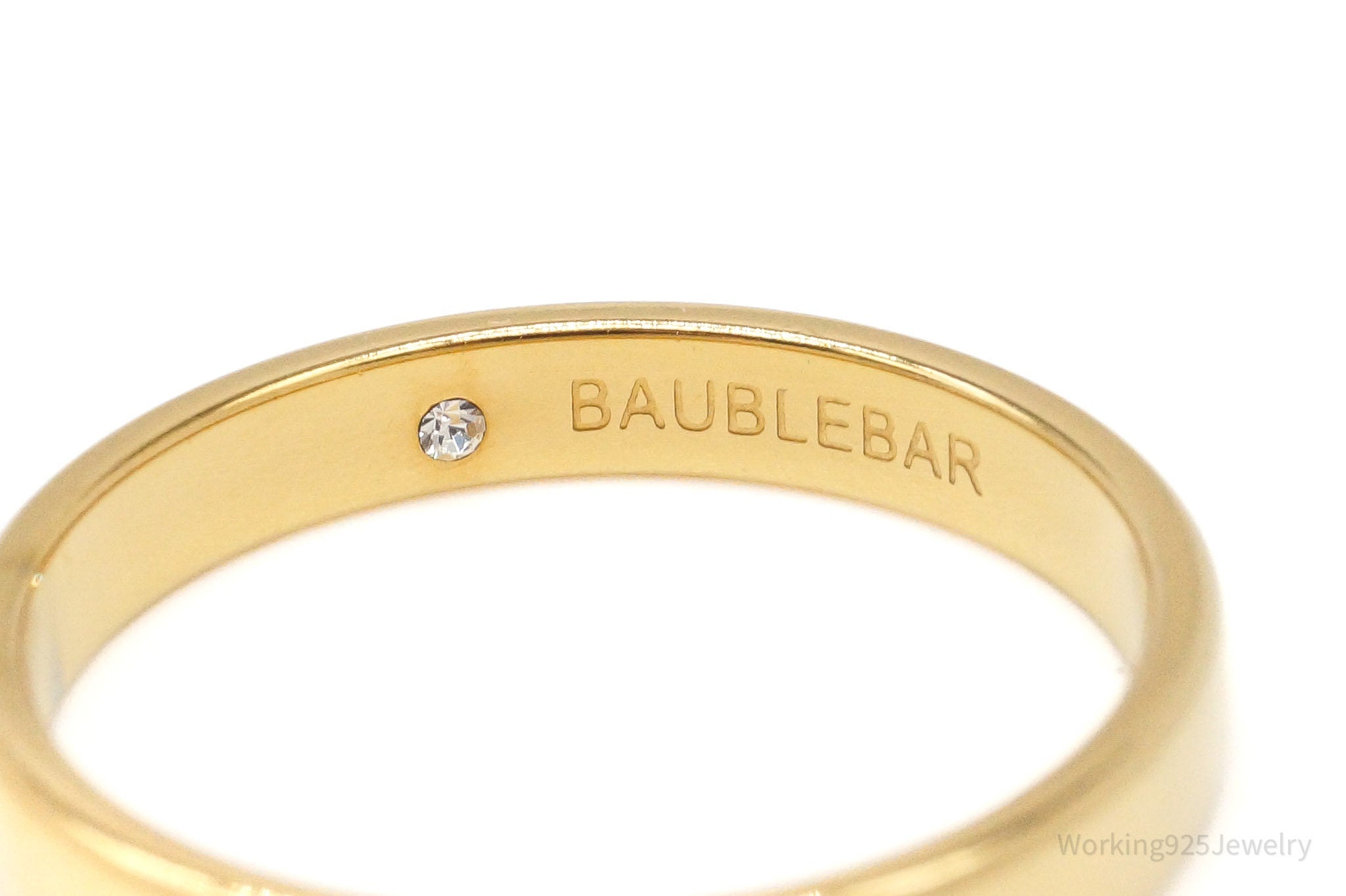 Designer Baublebar 18K Gold Plated Sterling Silver CZ Ring - Size 8