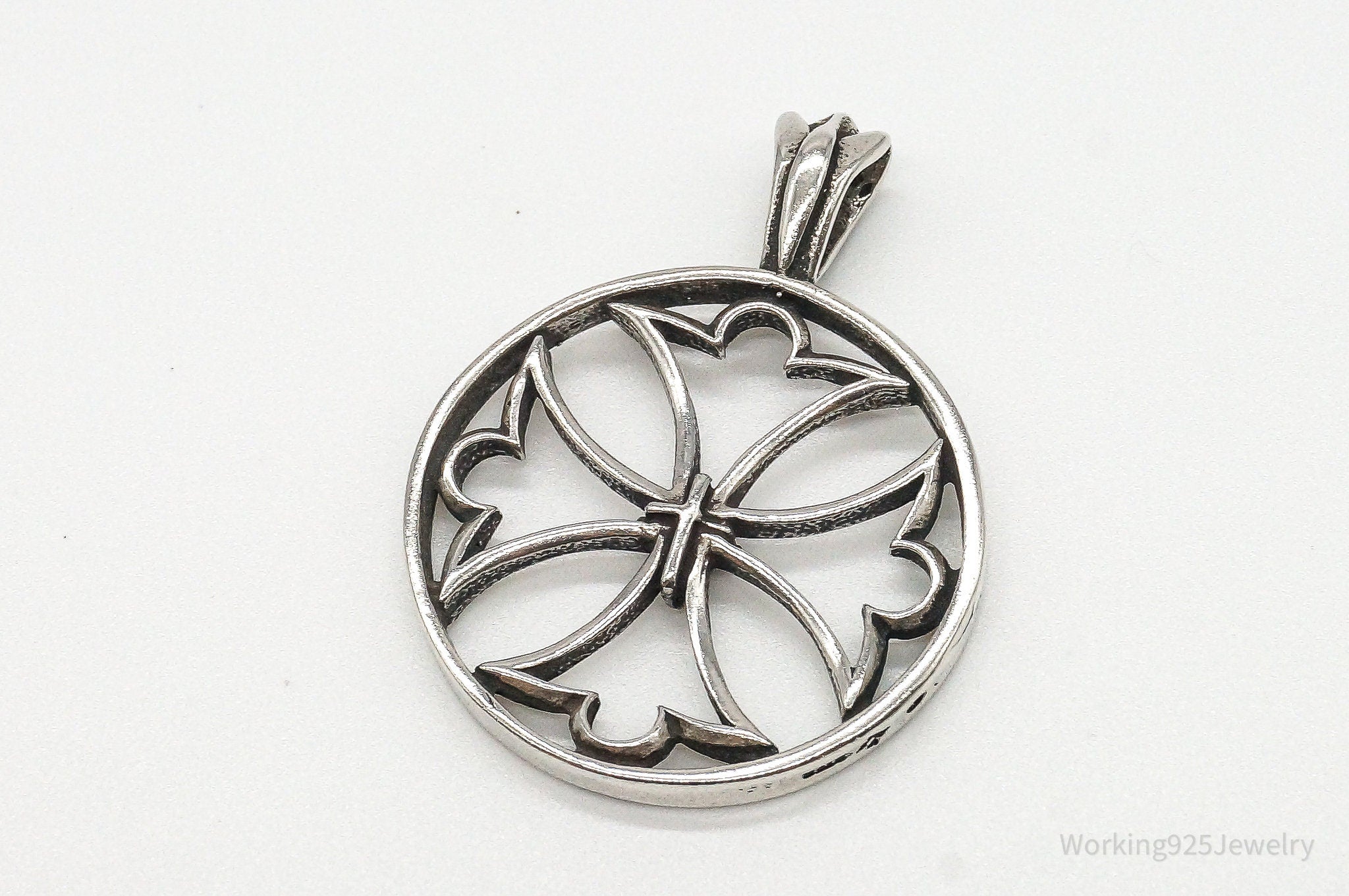 Vintage Cut Out Cross Sterling Silver Pendant