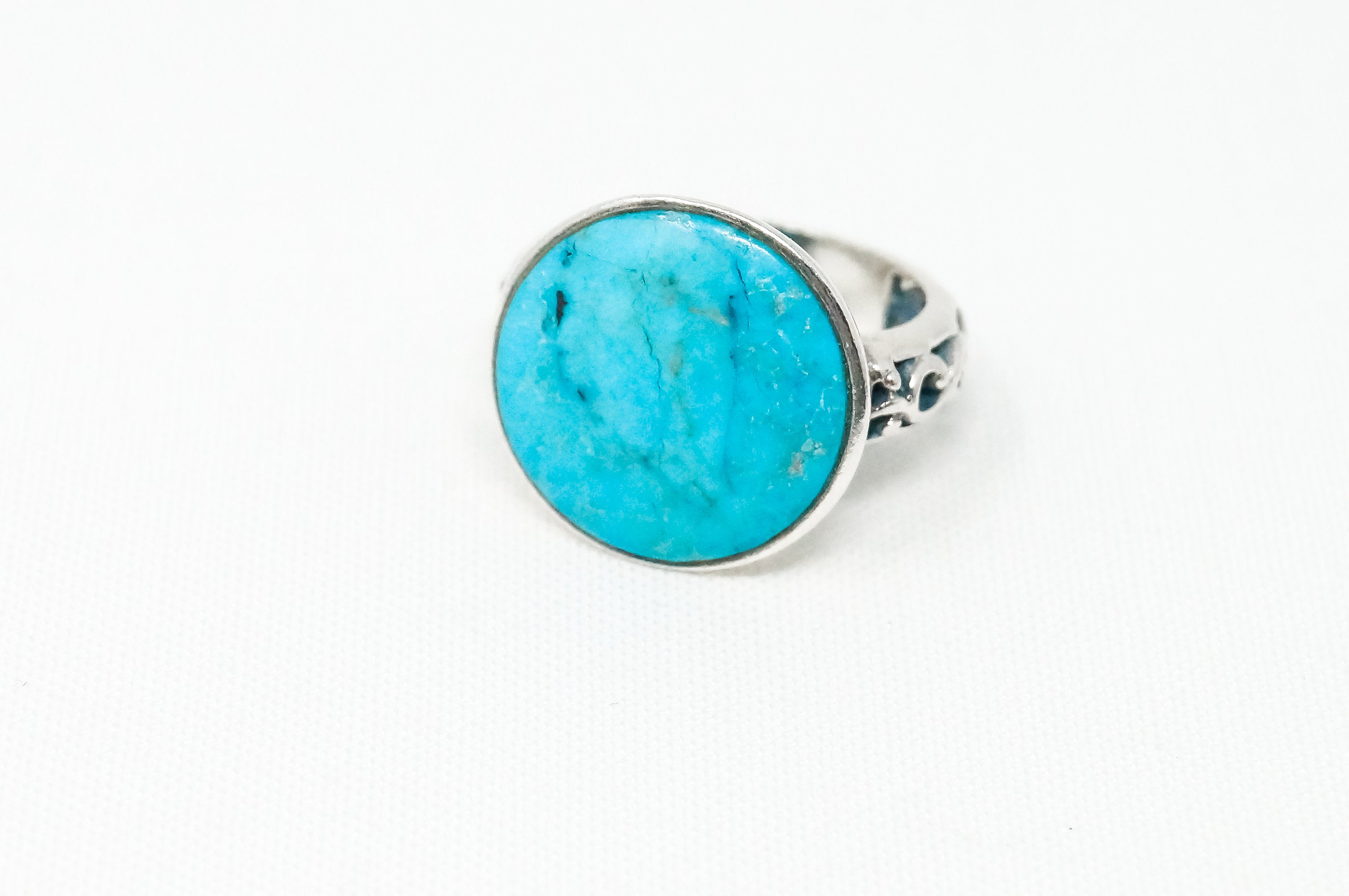 Vintage Designer BOMA Turquoise Scroll Sterling Silver Ring - Sz 7 - 784627692