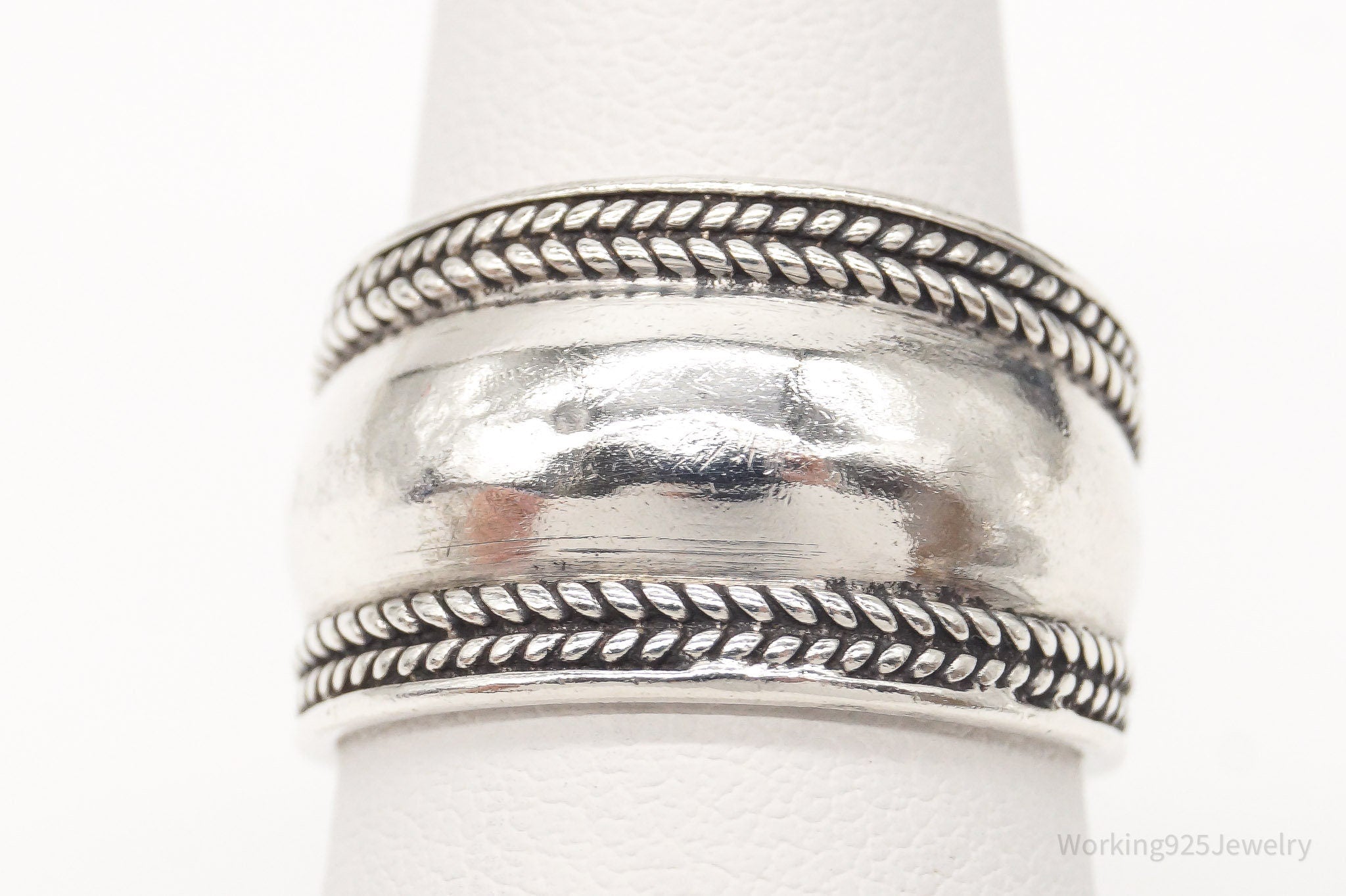 Vintage Bali Southwestern Sterling Silver Band Ring - Size 6.75