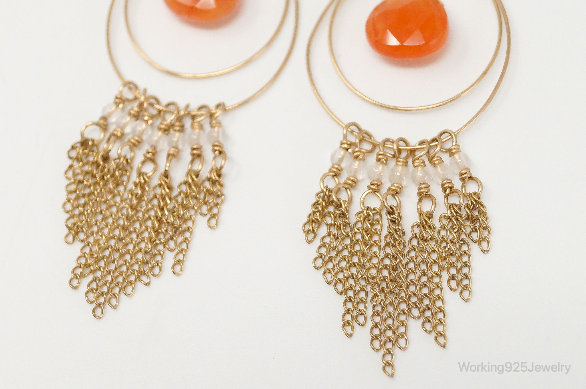 Vintage 14K Gold Filled Orange Agate Sterling Silver Earrings