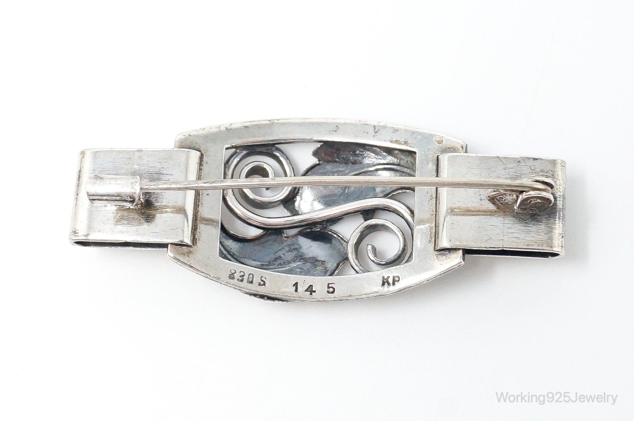 Antique Norwegian Designer KP Leaves 830 Silver Pin Brooch