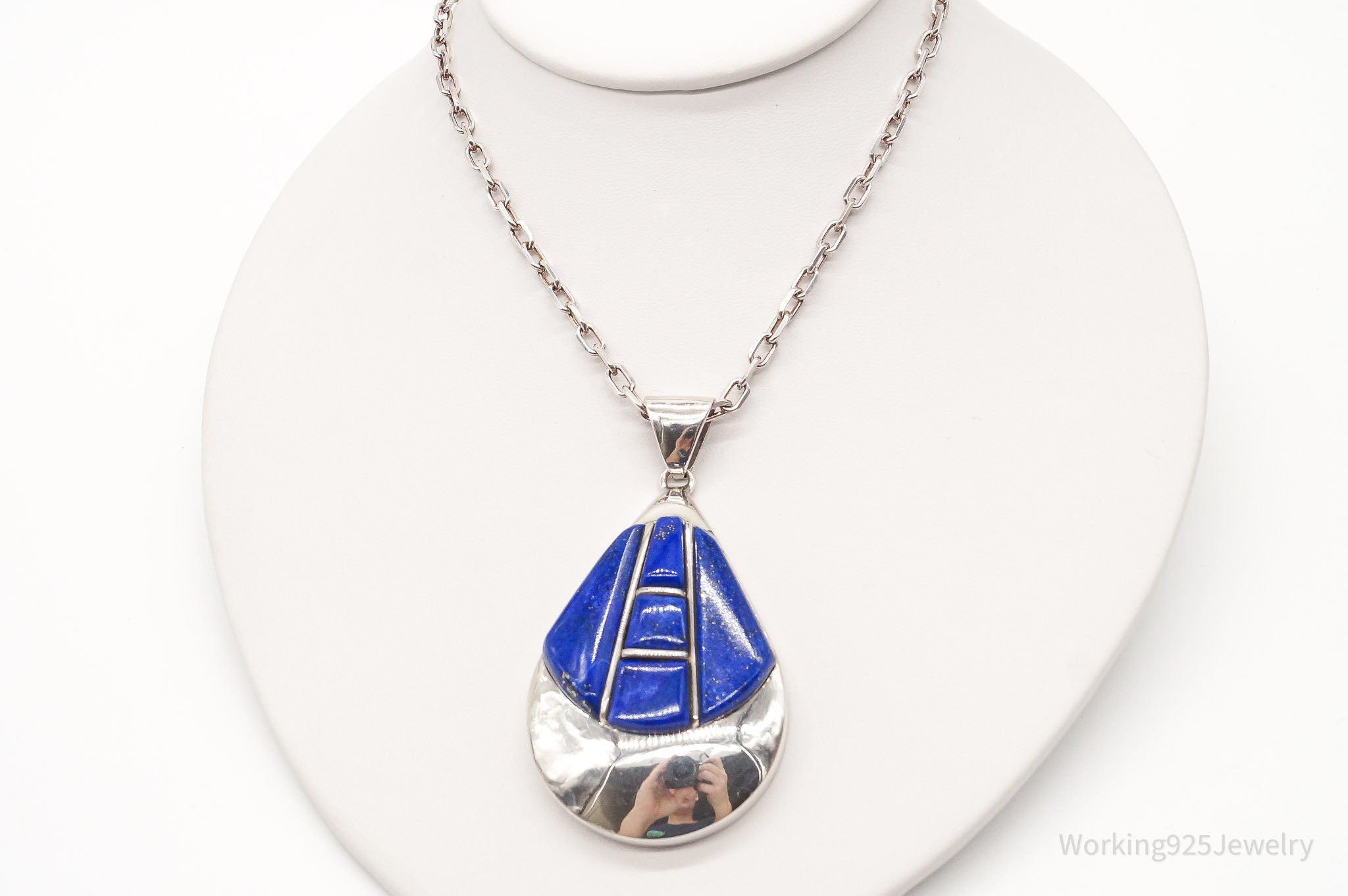 Vintage Artisan SJI Lazuli Lazuli Inlay Sterling Silver Necklace