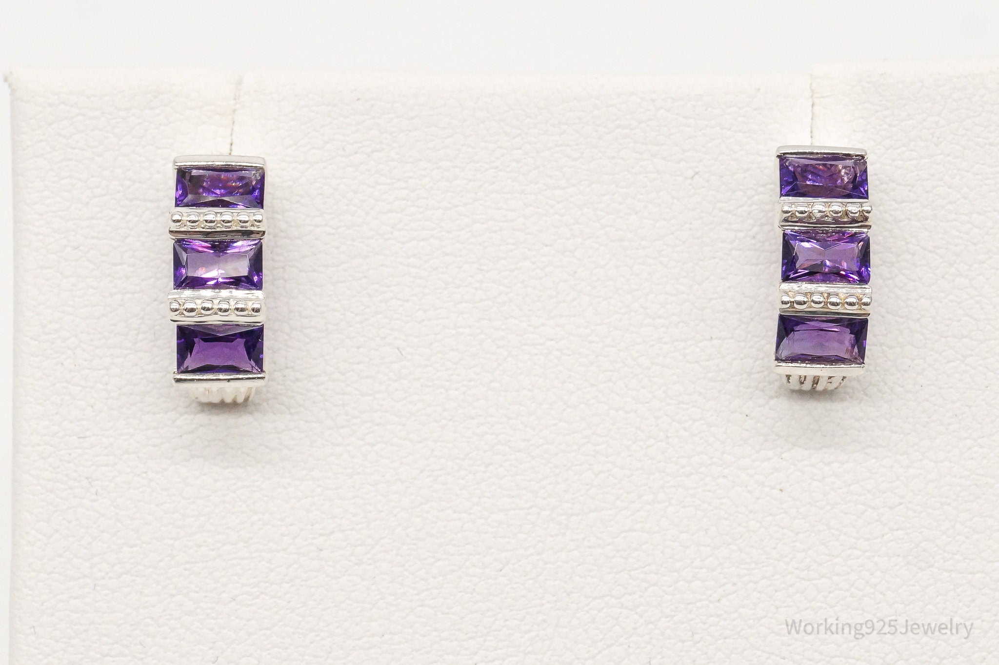 Vintage Amethyst Sterling Silver Earrings