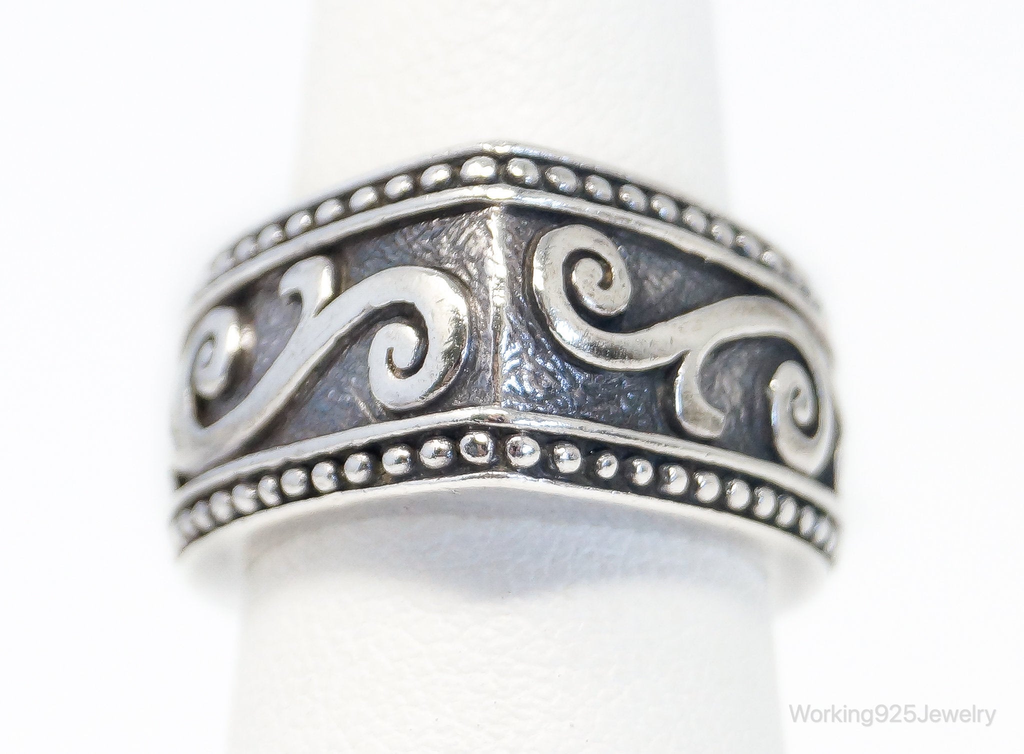 Designer Brighton Scroll Oxidized Sterling Silver Ring - Size 6.25