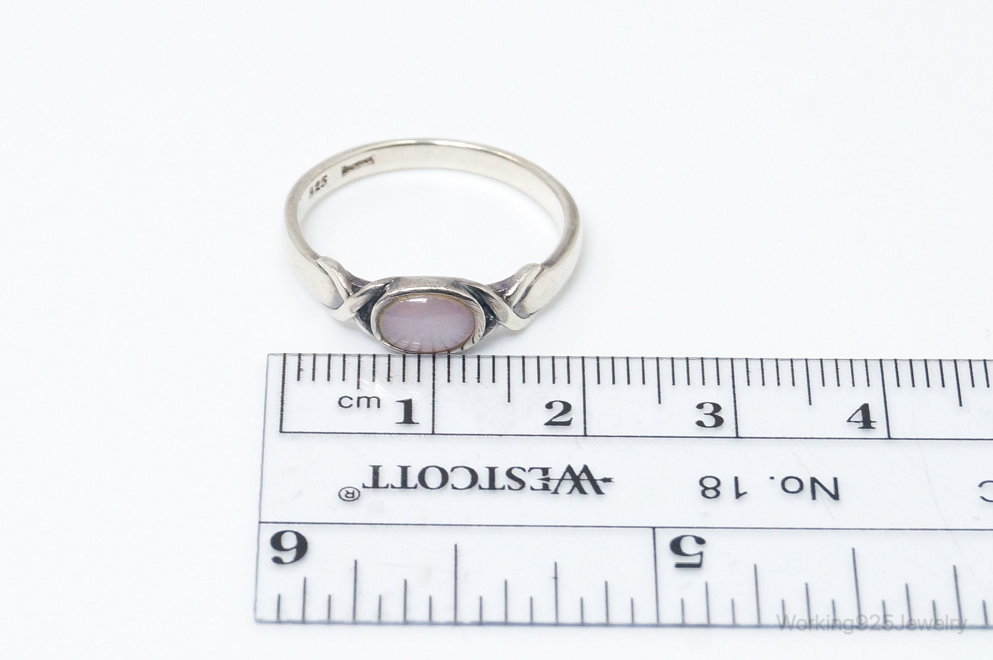 Designer BOMA Pink Mother Of Pearl Sterling Silver Ring - SZ 8