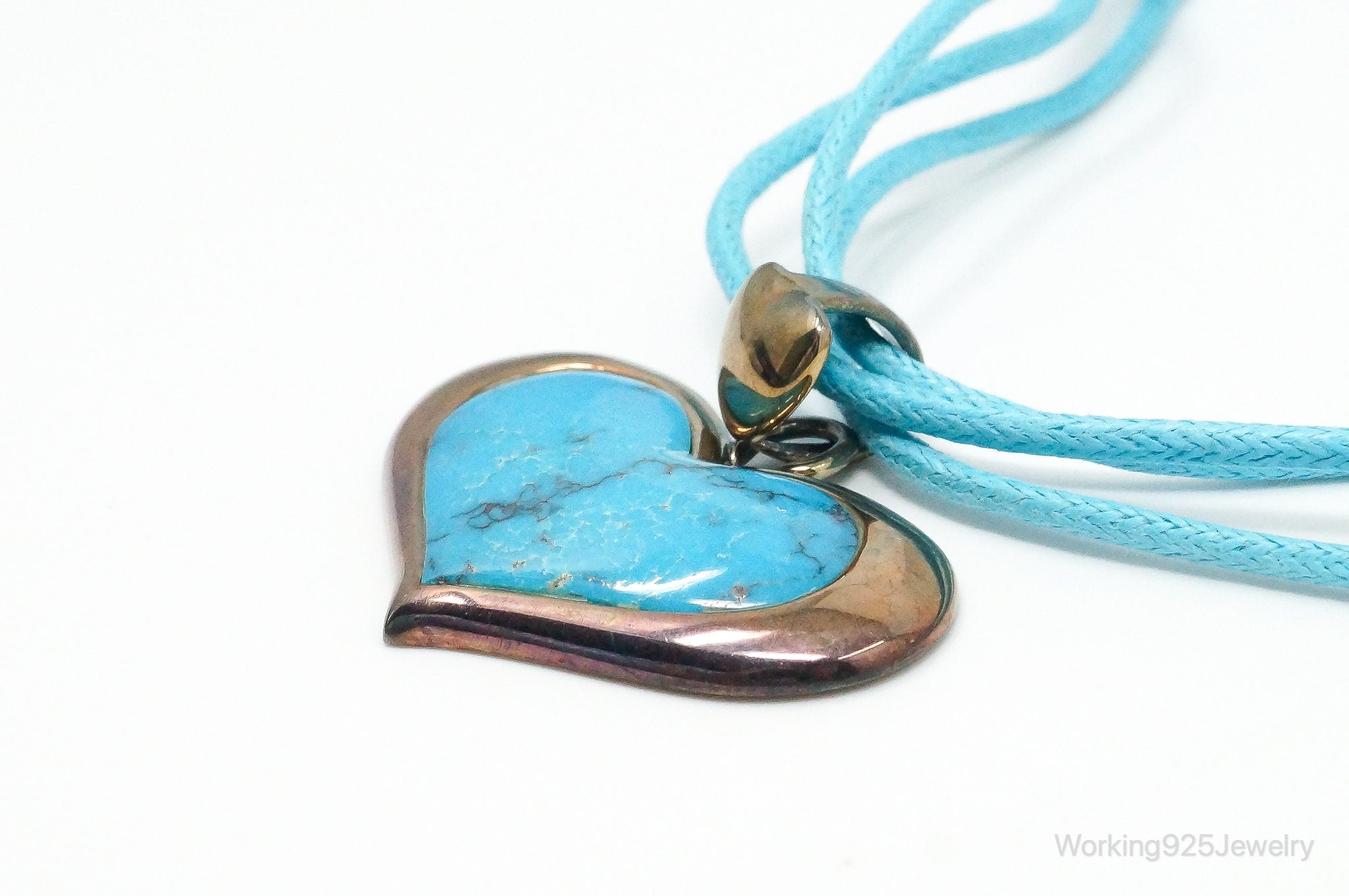 Designer SX Turquoise Heart Sterling Silver Cord Necklace