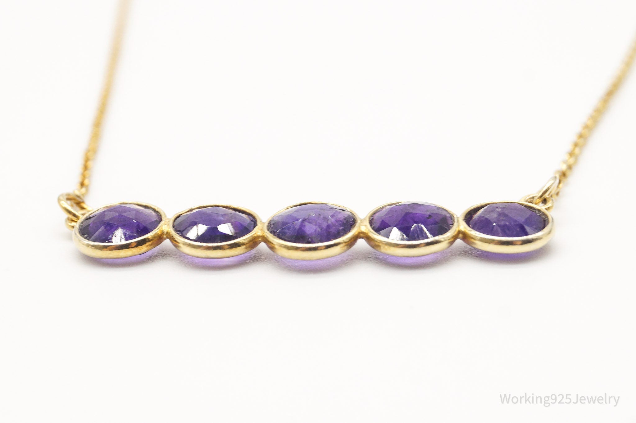 Vintage Amethyst Gold Vermeil Sterling Silver Necklace