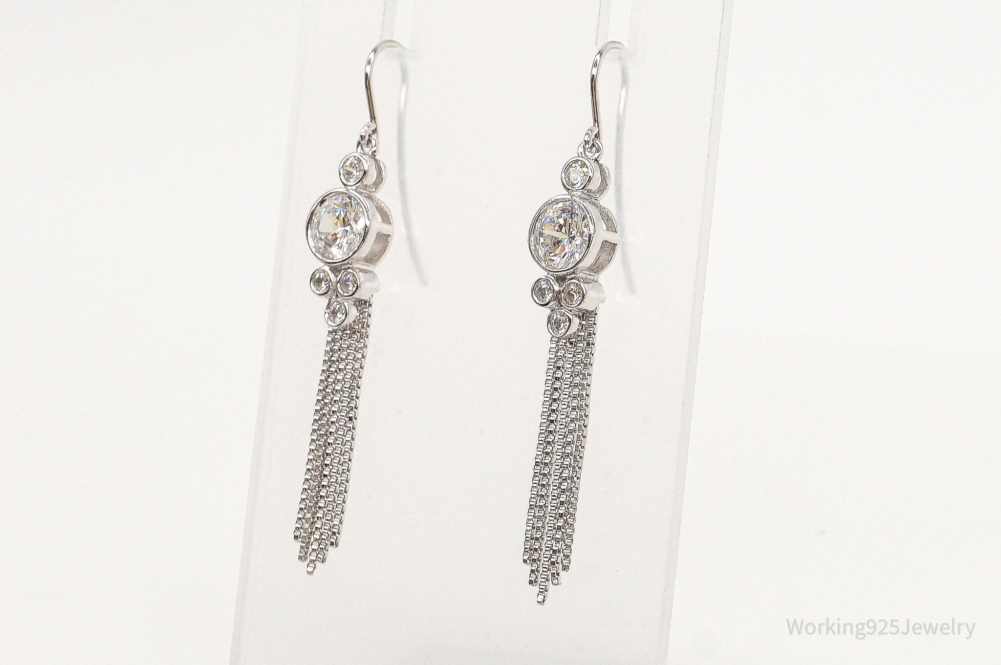 Large Cubic Zirconia Sterling Silver Earrings