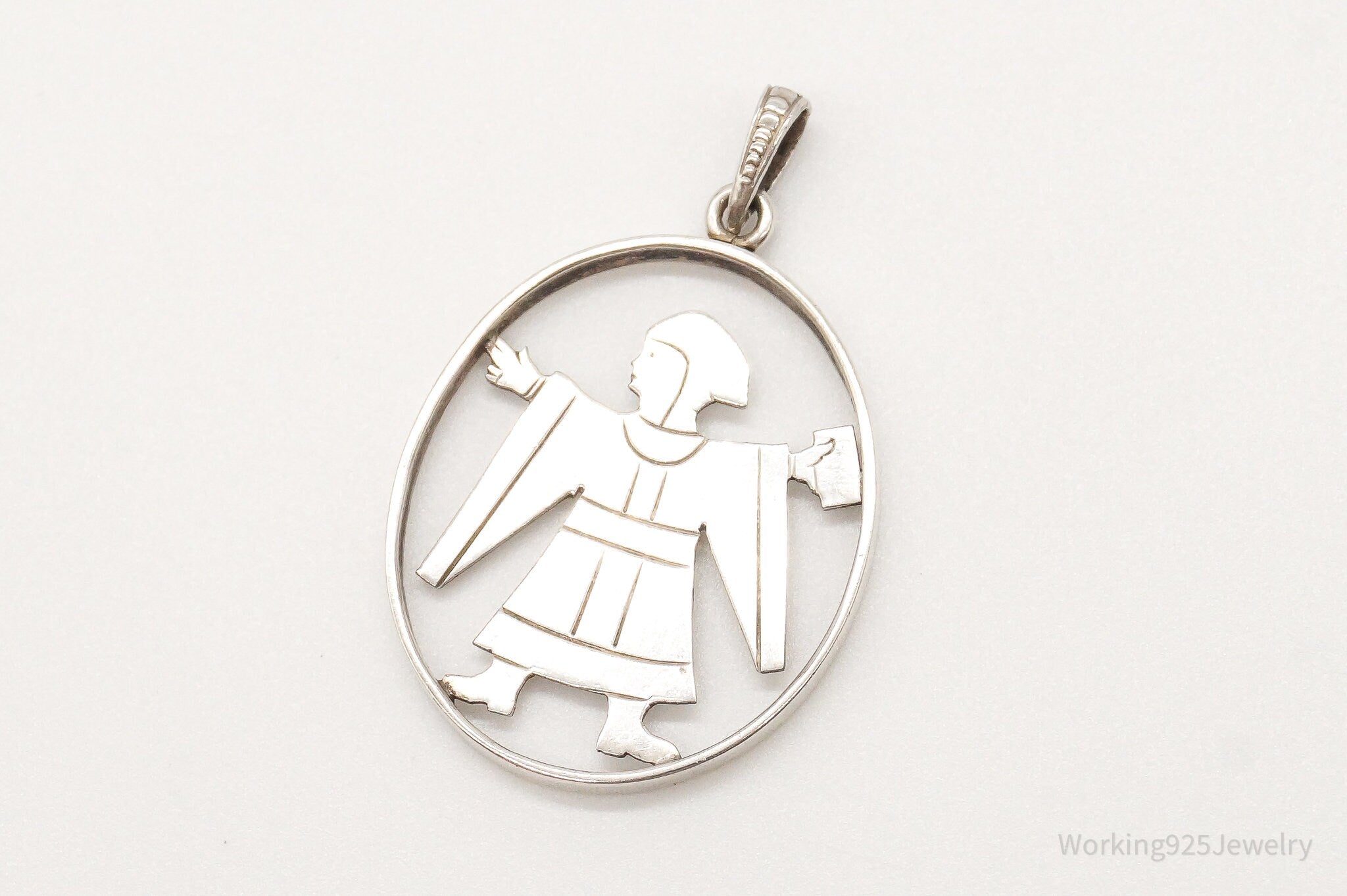 Vintage Cut Out Cloak Man 835 Silver Pendant