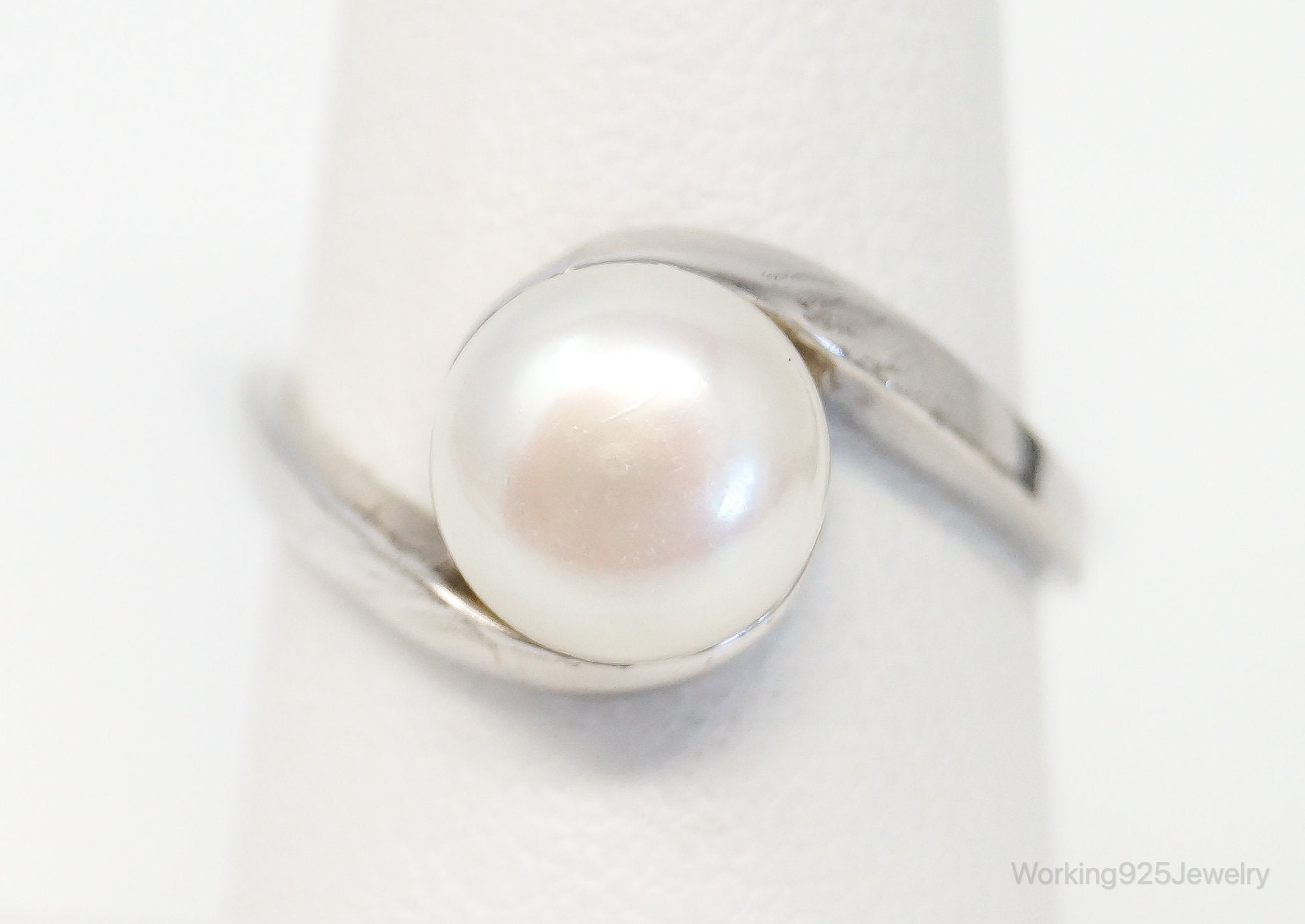 Vintage Designer CGI Pearl Sterling Silver Ring - Size 7