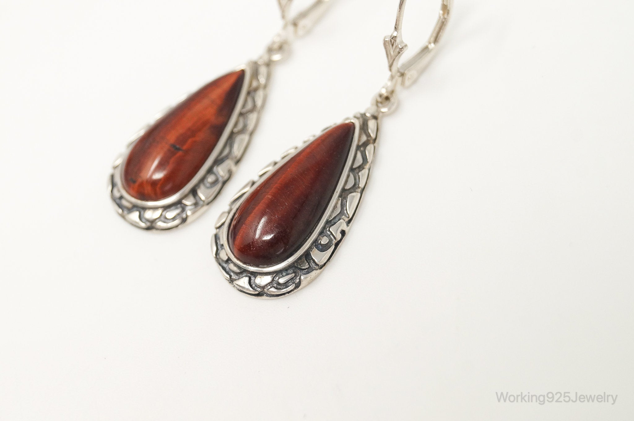 Designer Whitney Kelly WK Red Tigers Eye Sterling Silver Earrings