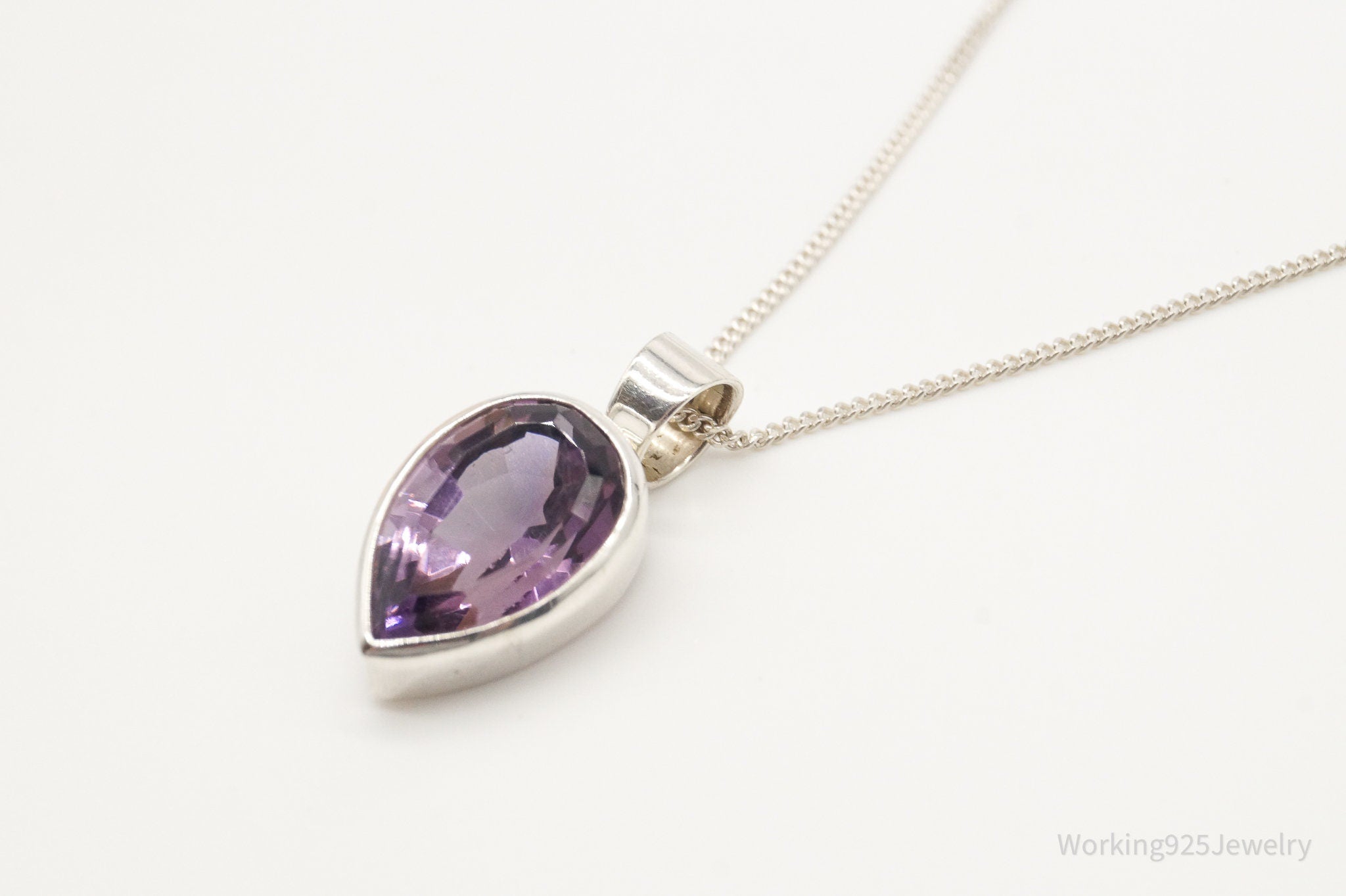 Vintage Amethyst Sterling Silver Chain Necklace