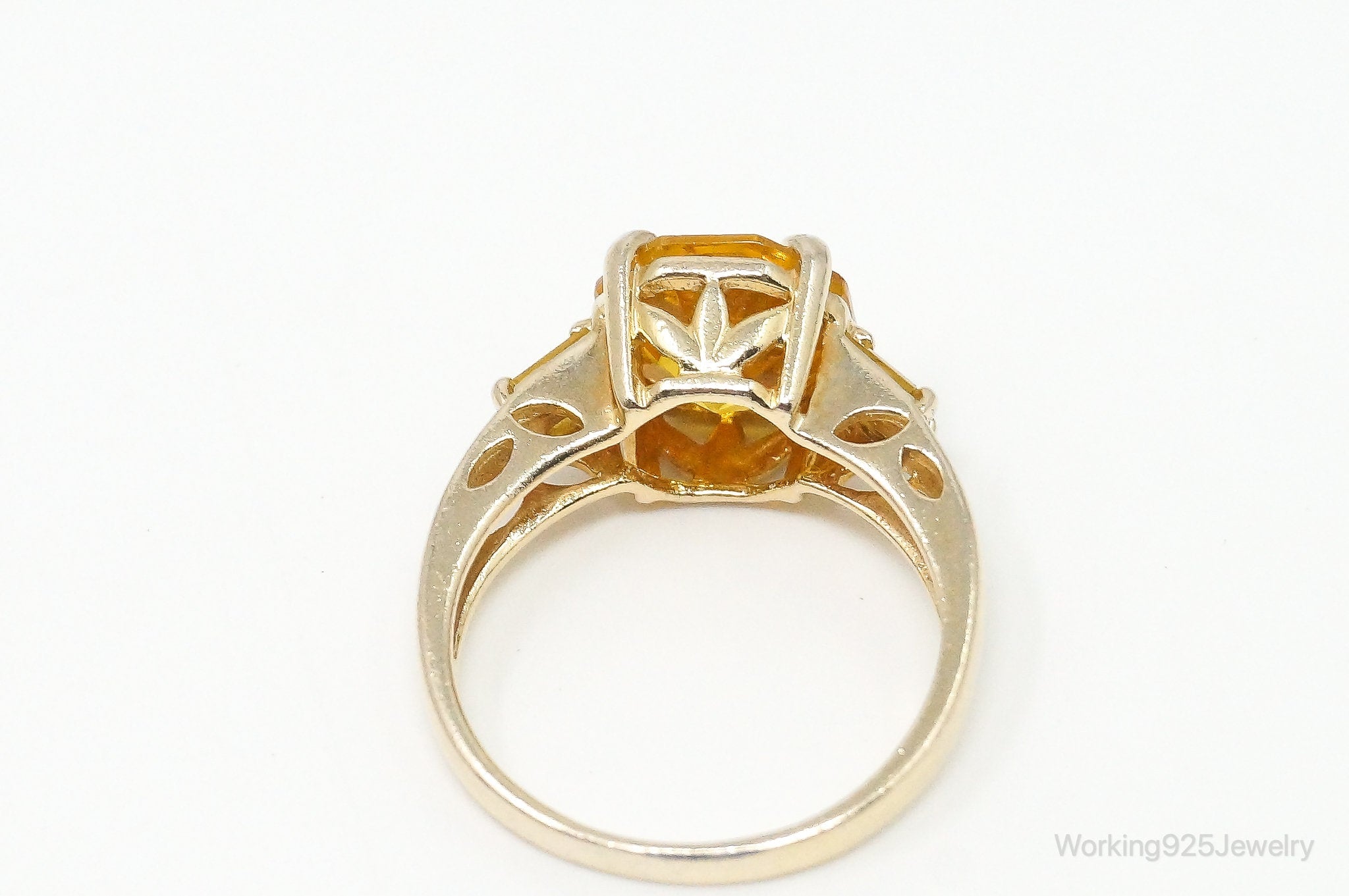 Ross Simons Citrine Cubic Zirconia Gold Vermeil Sterling Silver Ring Size 8