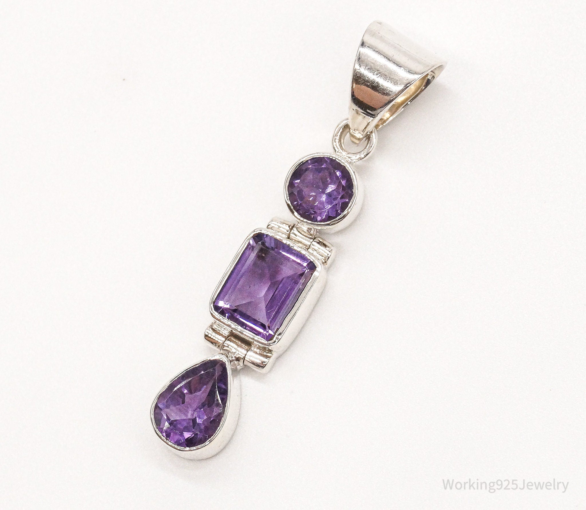 Vintage Designer Aryo Amethyst Sterling Silver Pendant