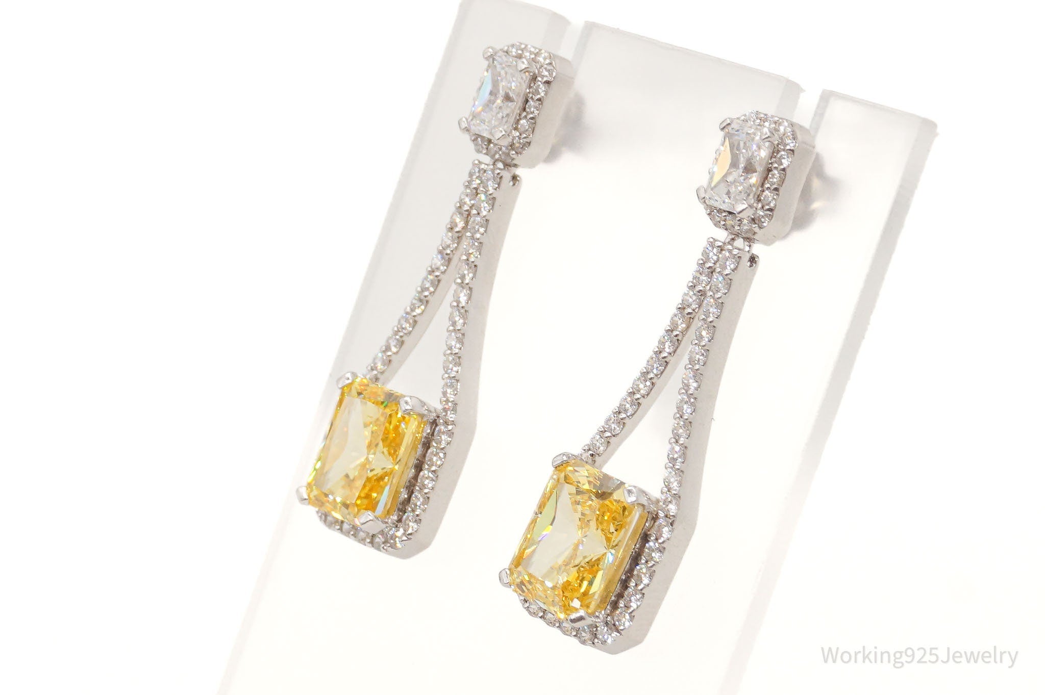 Daniel K Clear & Canary Simulated Diamond Rhodium Finish SterlingSilver Earrings