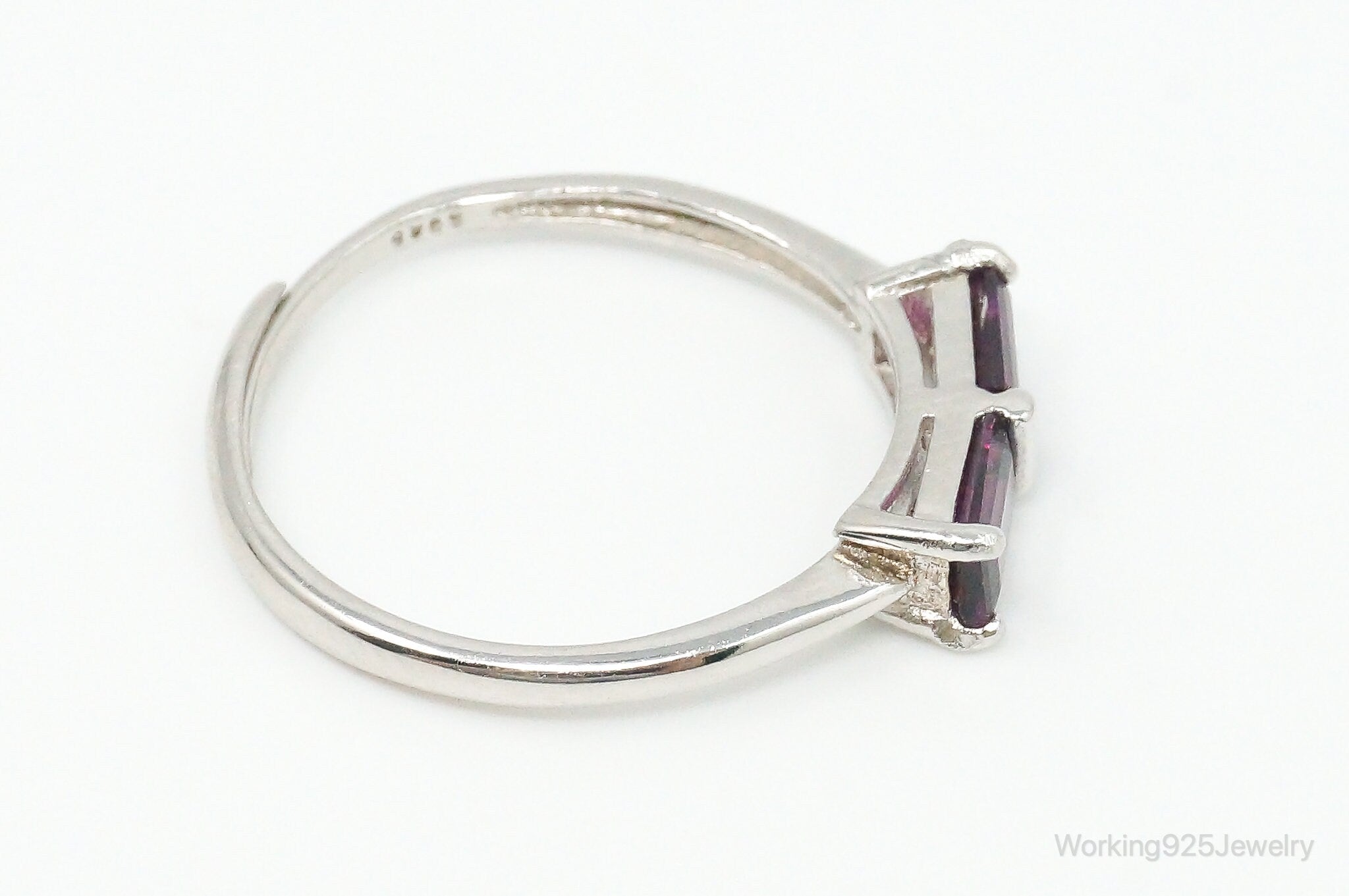 Rhodolite Garnet Sterling Silver Ring - Size 5.75 Adjustable