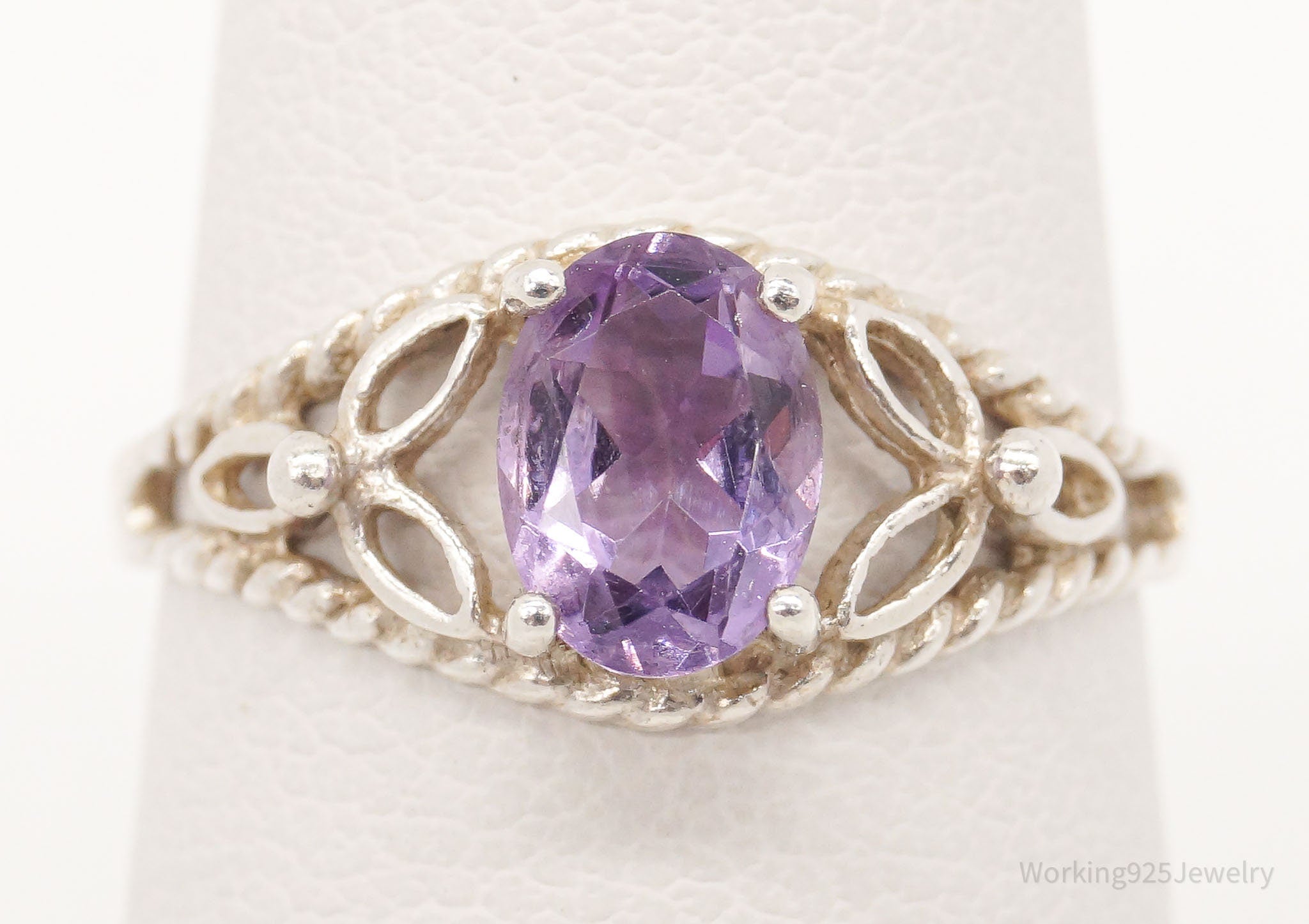 Vintage Avon Amethyst Sterling Silver Ring - Size 5.75