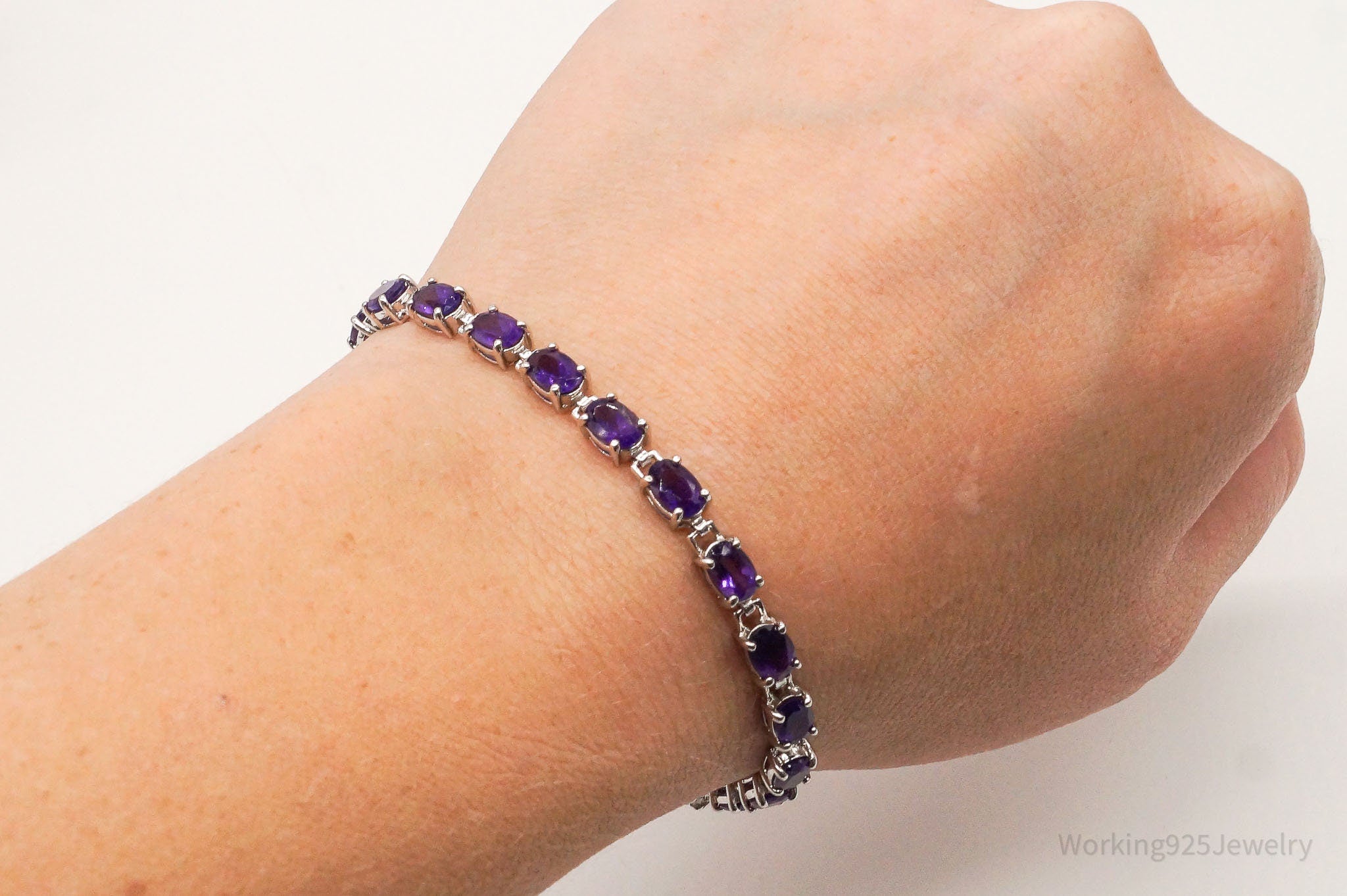 Vintage Designer Ross Simons Amethyst Sterling Silver Bracelet