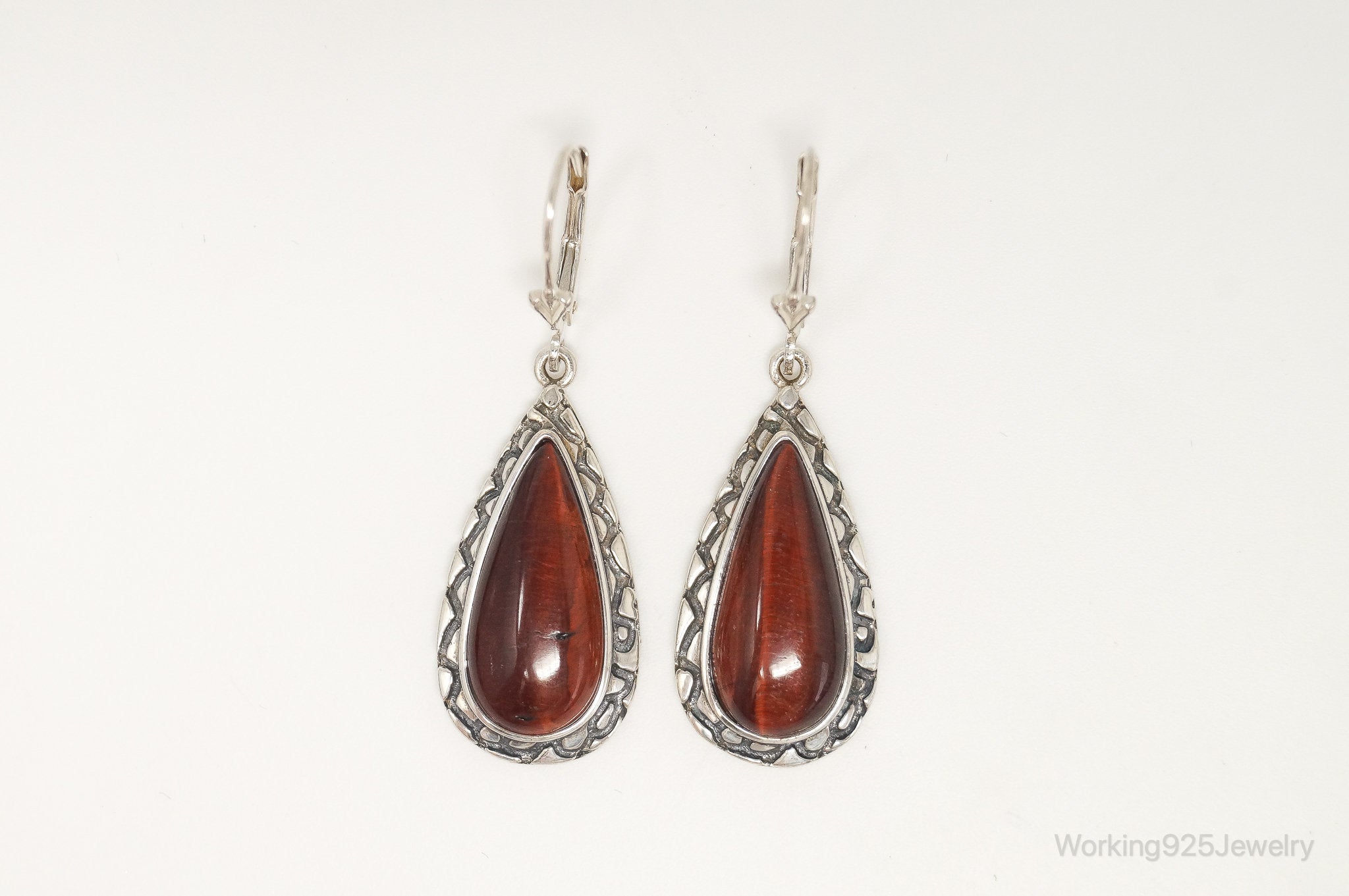 Designer Whitney Kelly WK Red Tigers Eye Sterling Silver Earrings