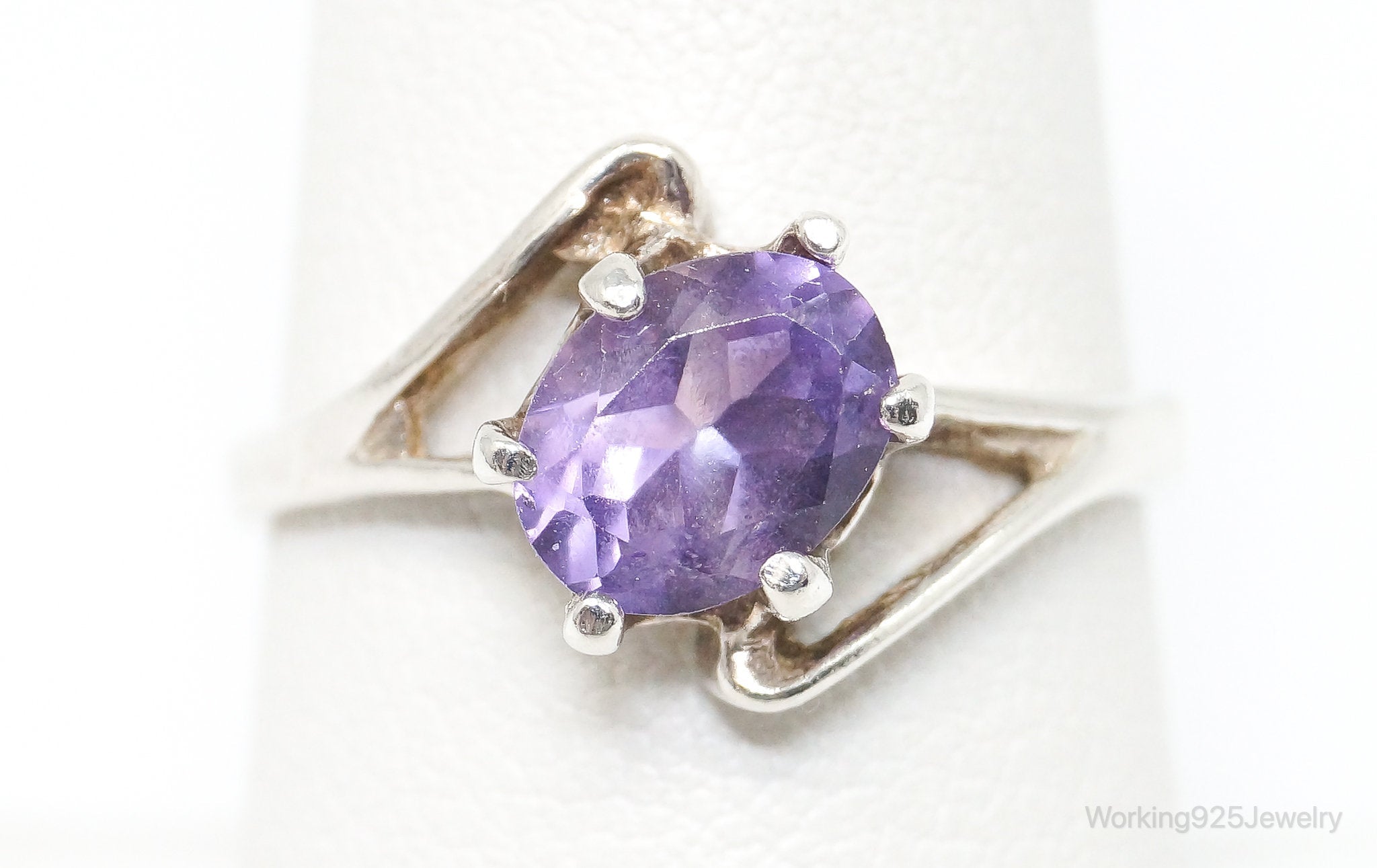 Vintage Amethyst Sterling Silver Ring - Size 8