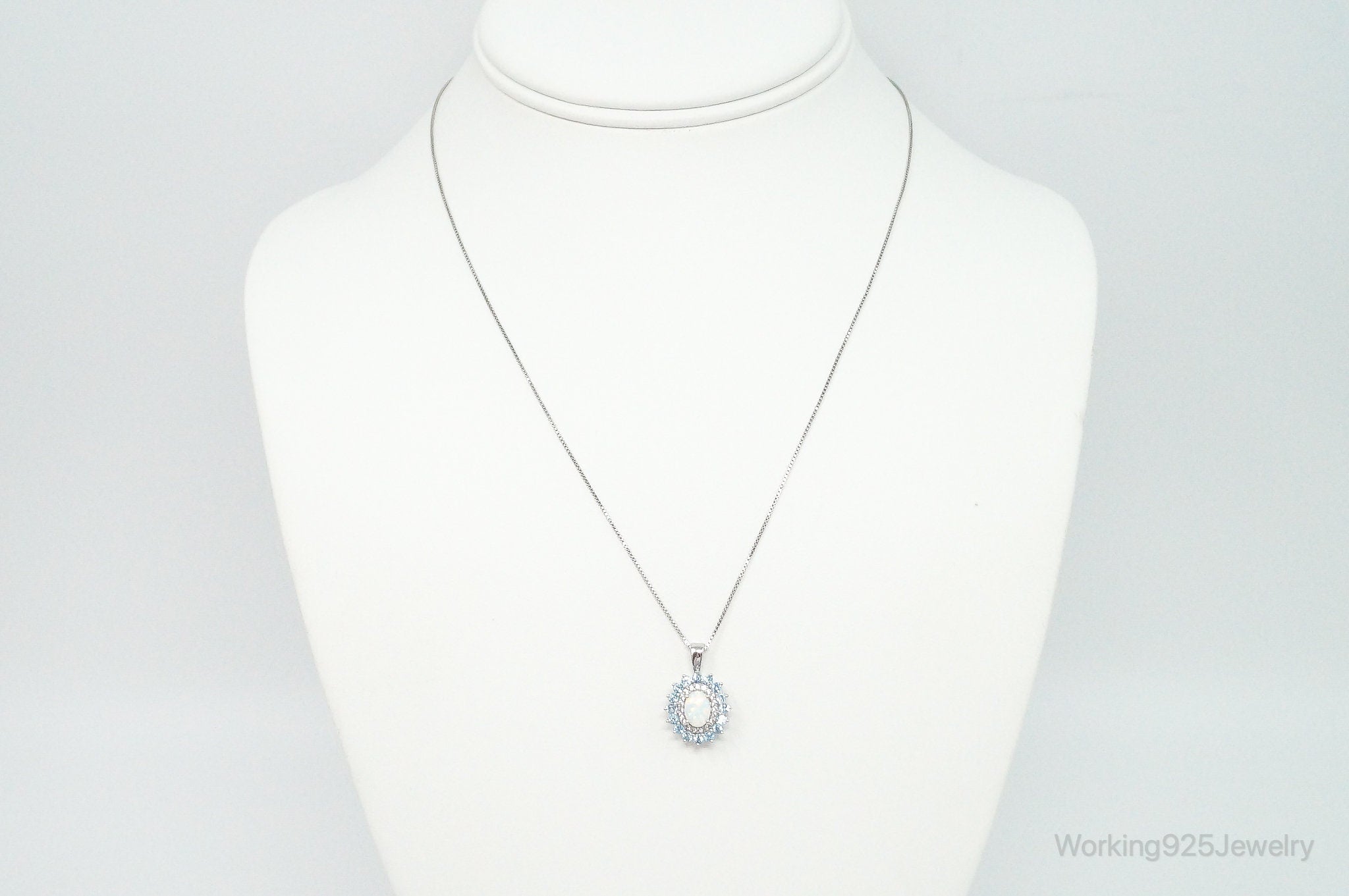 Designer Jane Seymour Blue Topaz Cubic Zirconia Sterling Silver Necklace