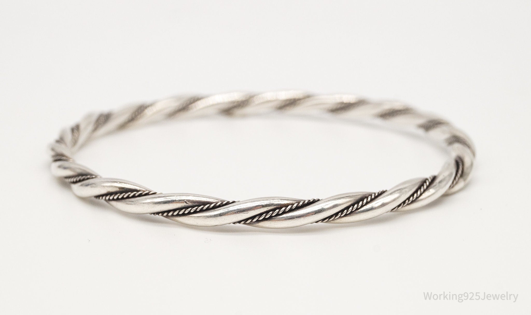 Antique Twist Rope Cable 900 Silver Bangle Bracelet