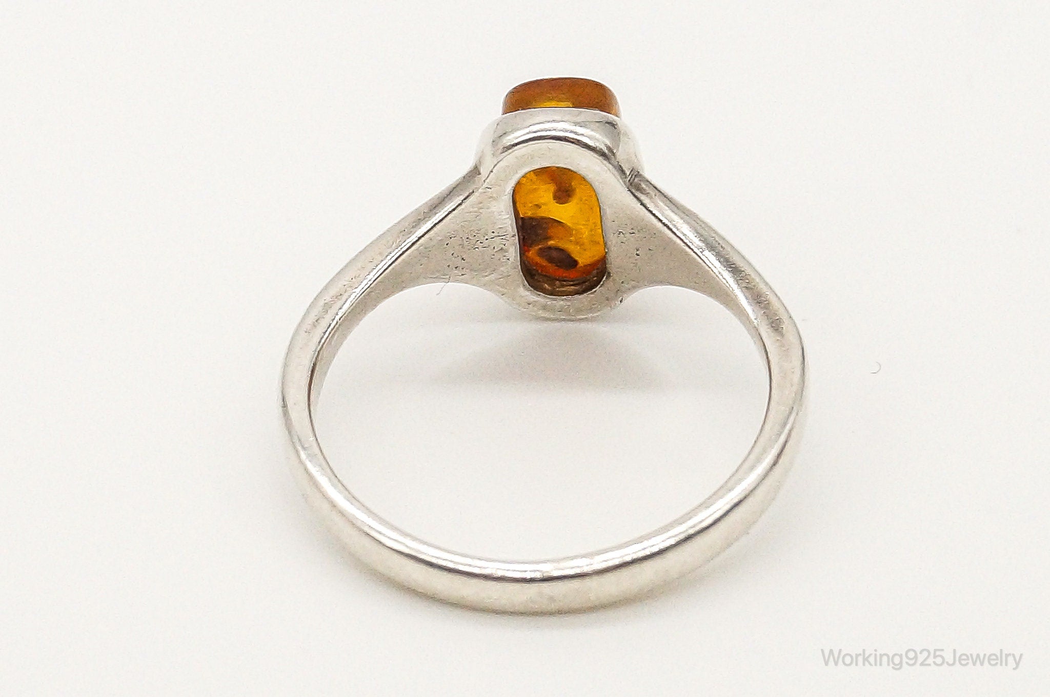 Vintage Baltic Amber Sterling Silver Ring - Size 7