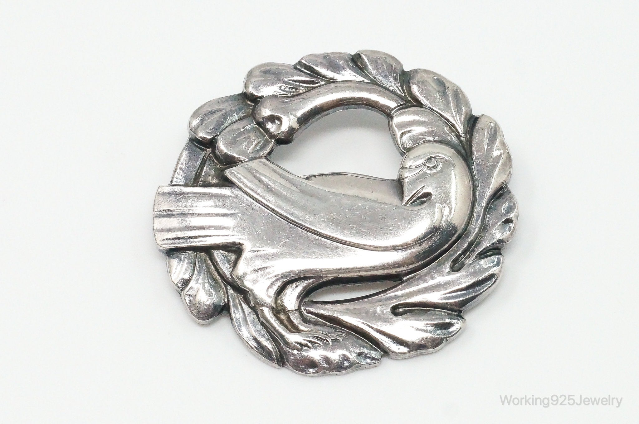 Antique Bird Sterling Silver Brooch Pin