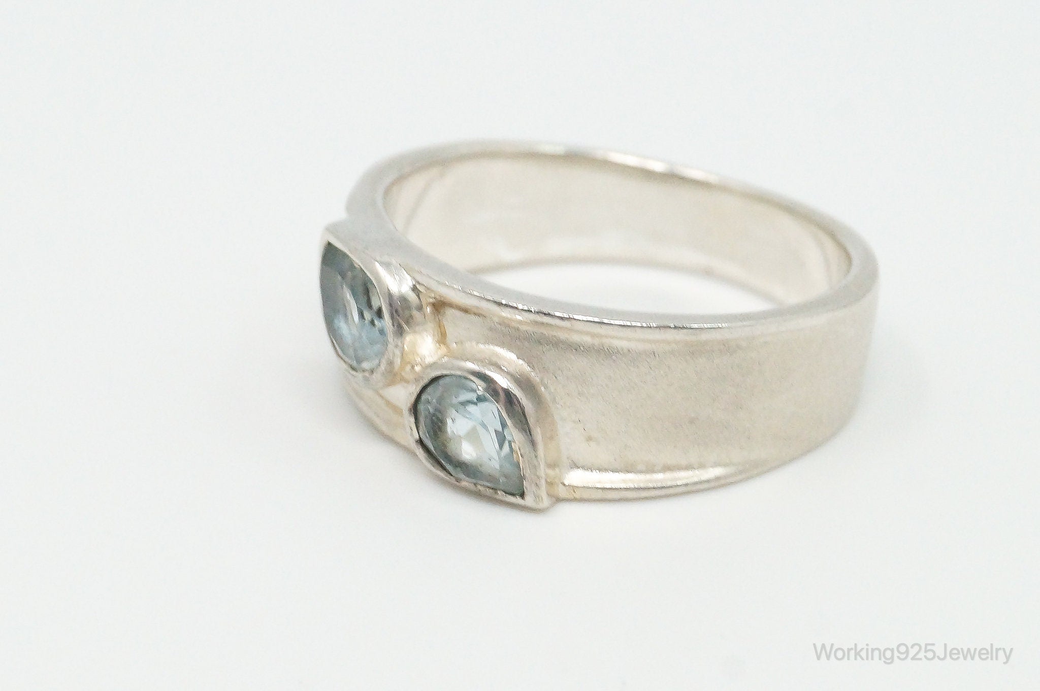 Vintage Blue Topaz Sterling Silver Ring - Size 7