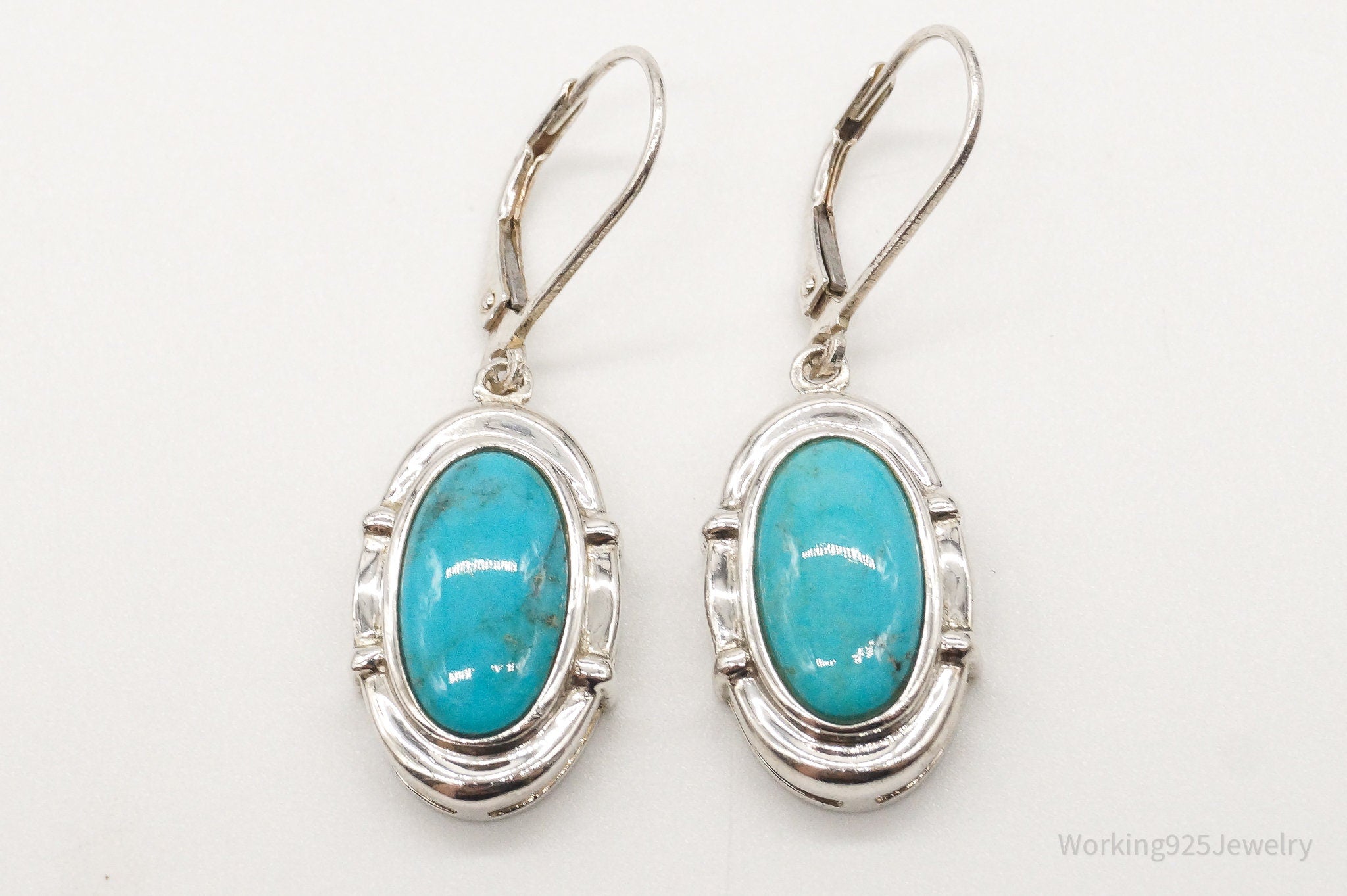 Vintage Designer Whitney Kelly WK Blue Turquoise Sterling Silver Earrings