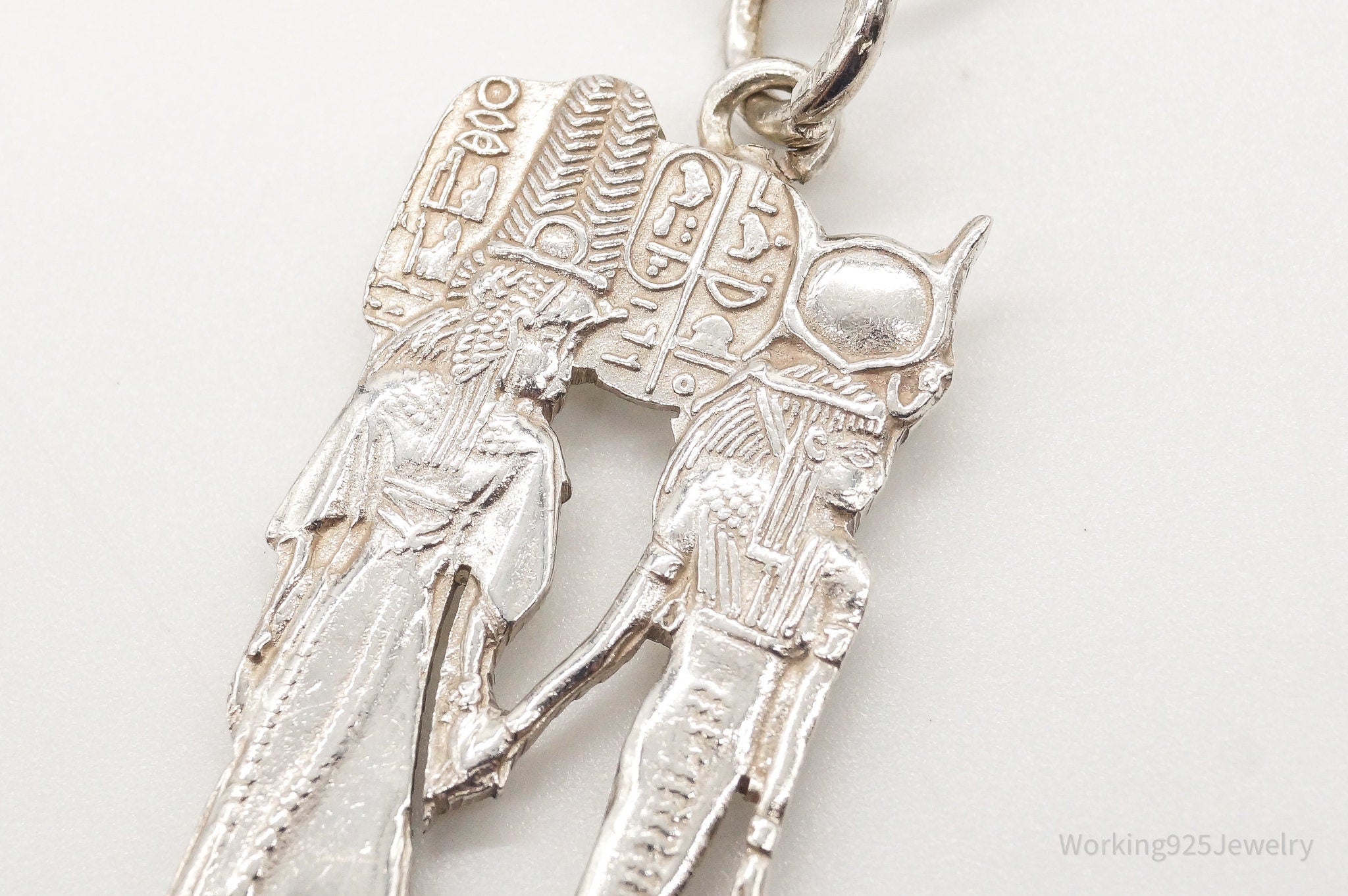 Vintage Large Egyptian Revival Sterling Silver Necklace