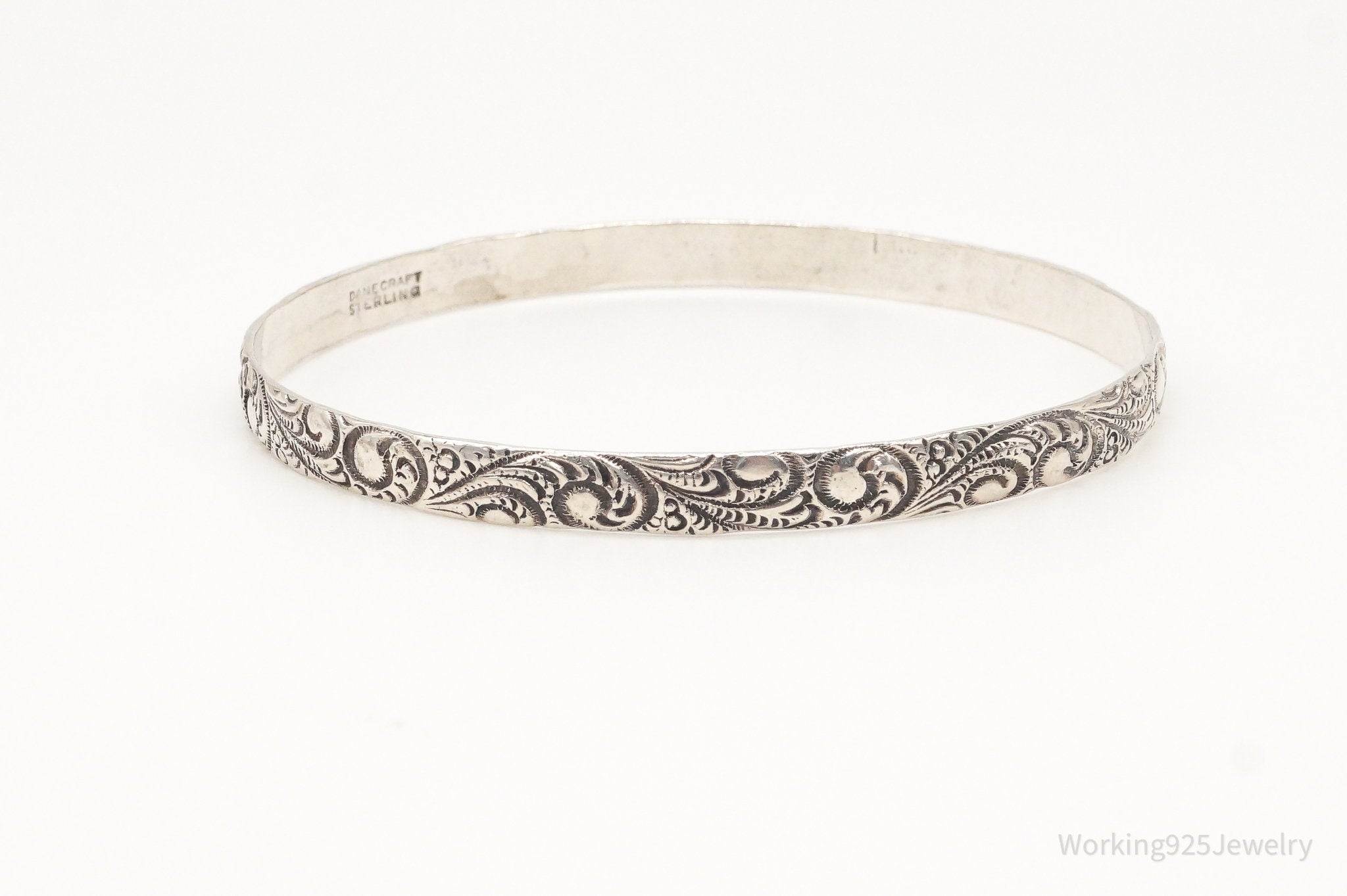 Antique Designer Danecraft Sterling Silver Bangle Bracelet