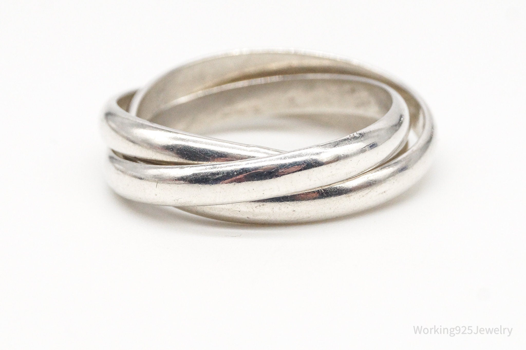 Vintage Intertwined Sleek Modern Sterling Silver Ring - Size 7