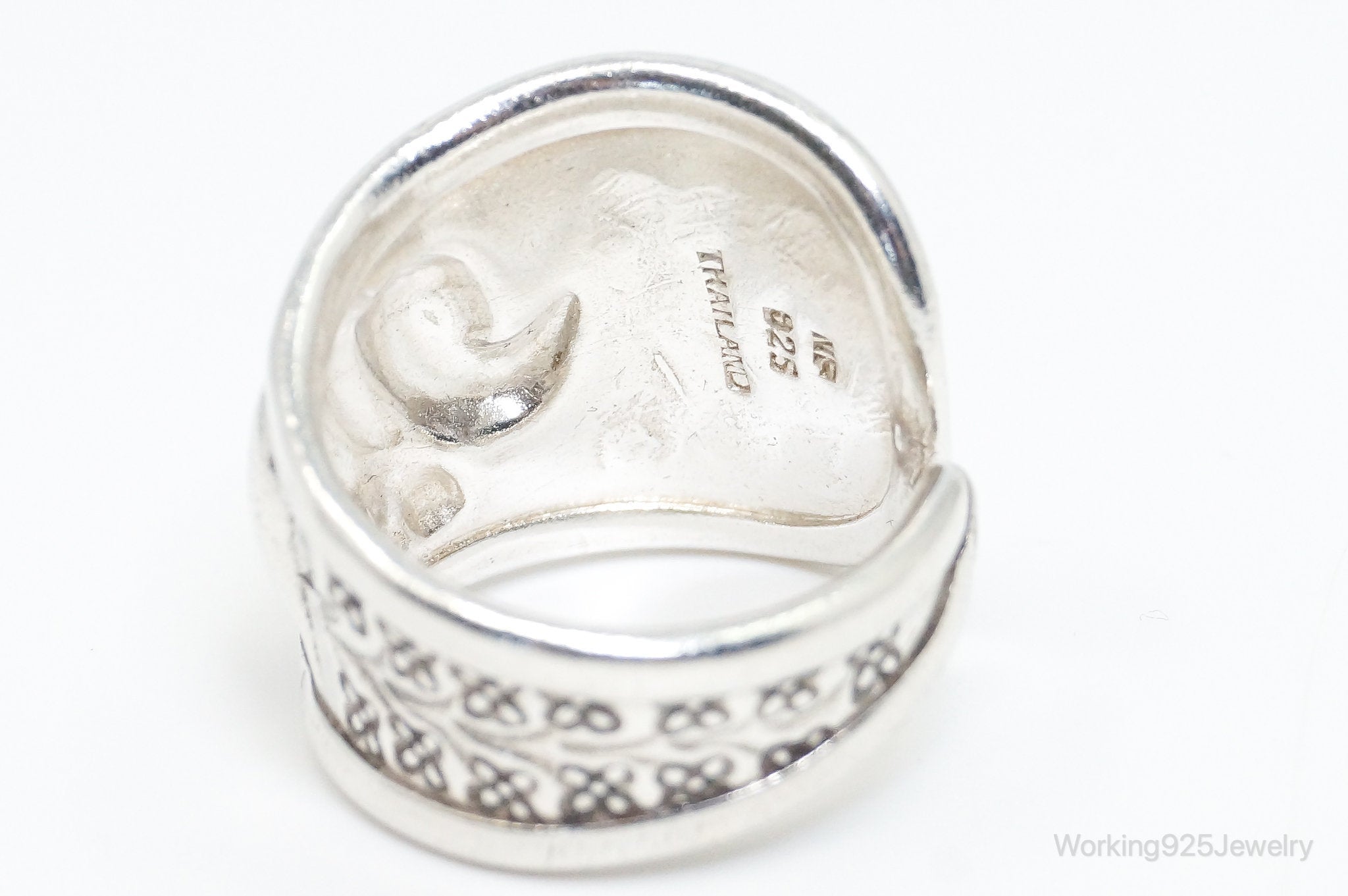 Vintage Elephant Good Luck Sterling Silver Wrap Ring - Size 7.75 Adjustable