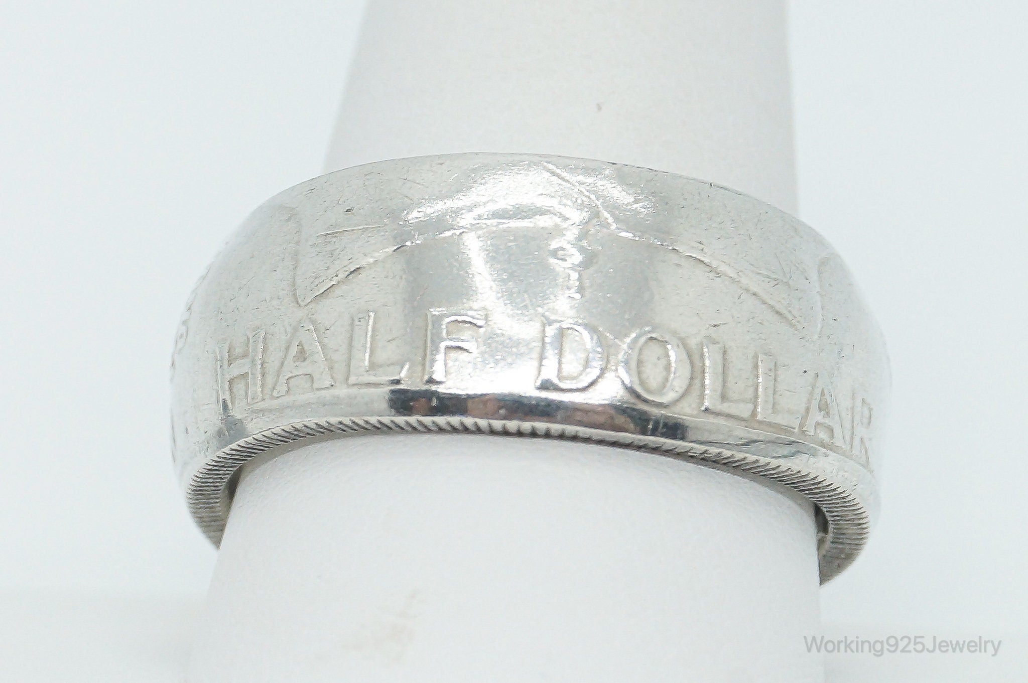 Vintage 1958 Half Dollar Silver Ring - Size 12.25