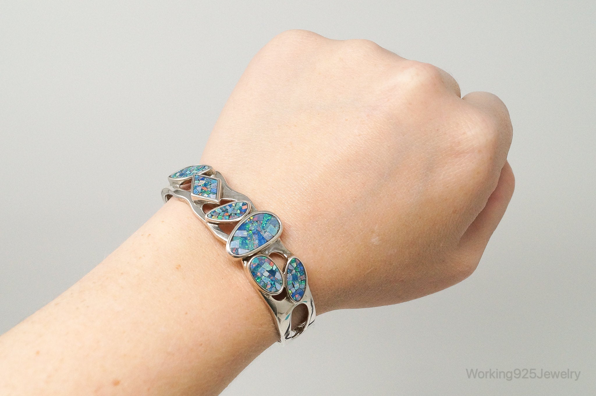 Designer Whitney Kelly WK Blue Fire Opal Sterling Silver Bracelet