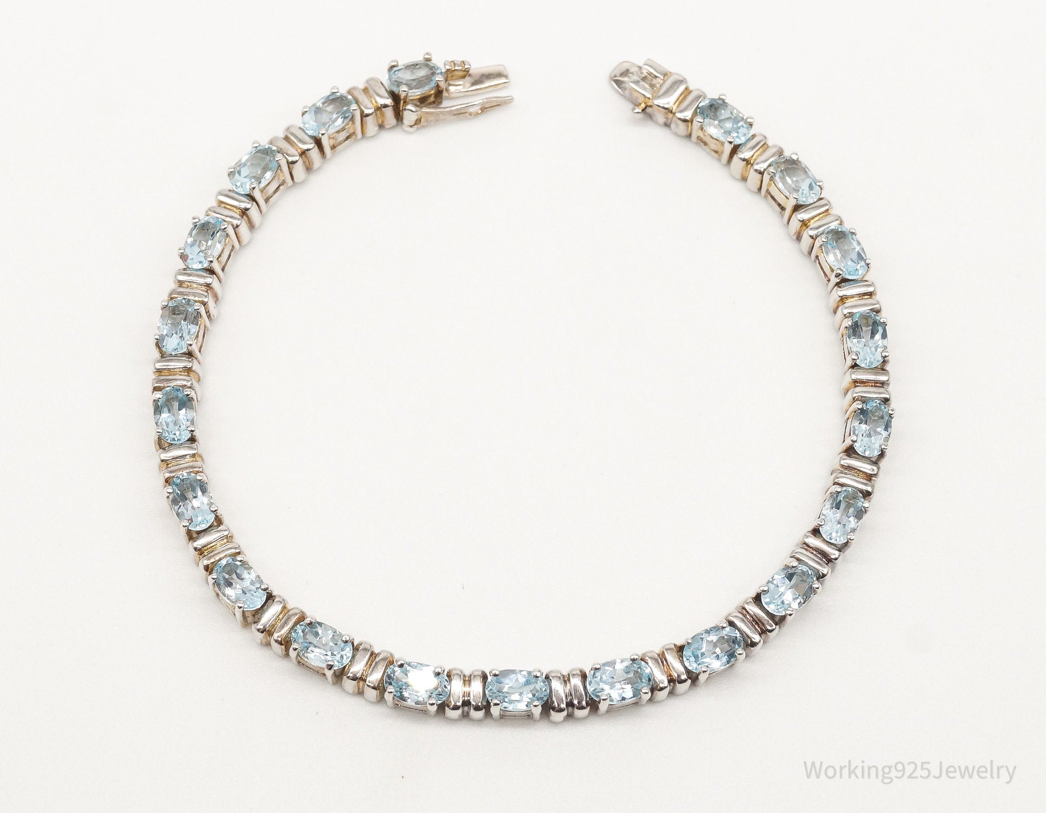 Vintage Blue Topaz Sterling Silver Bracelet