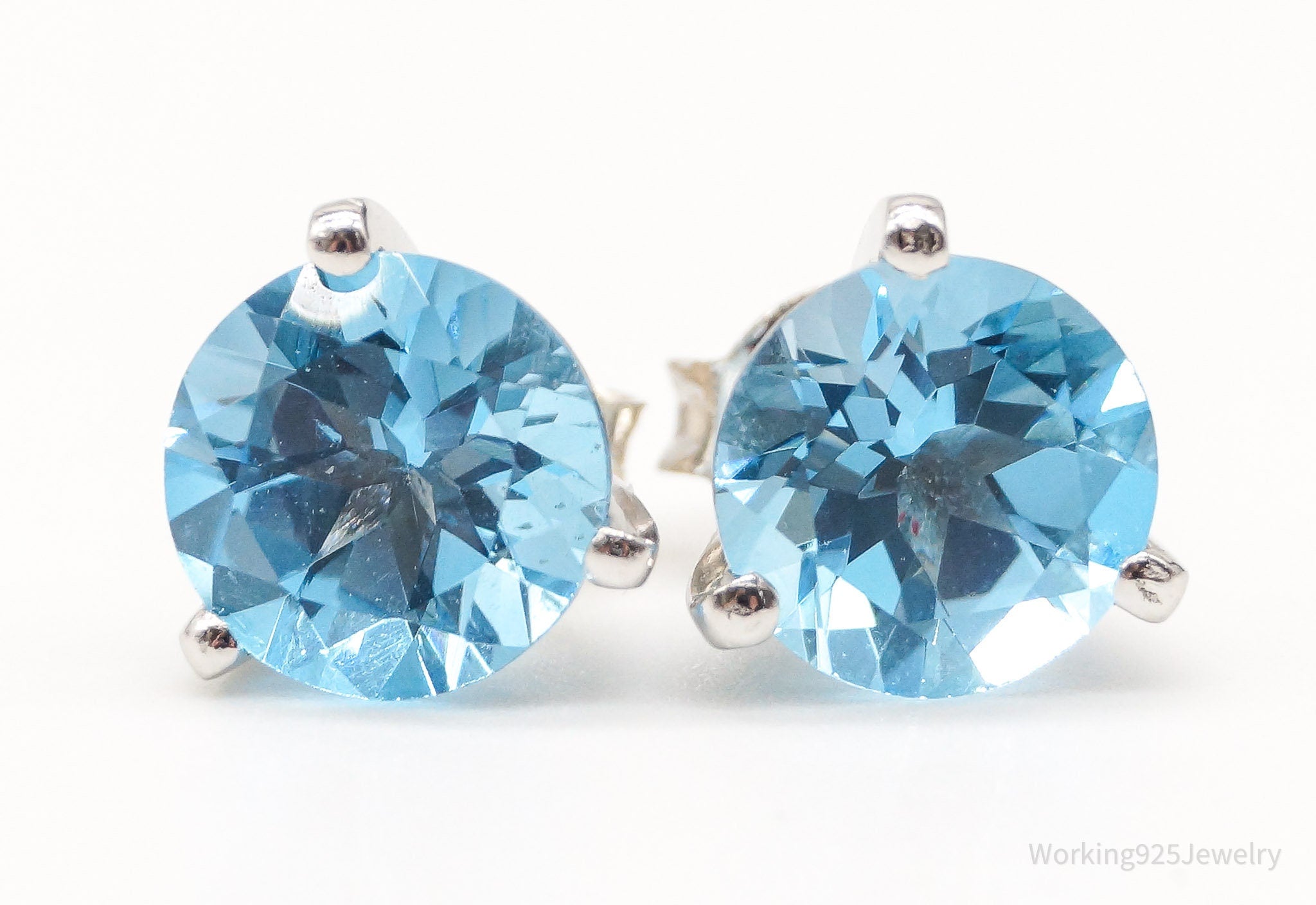 Vintage Blue Topaz Sterling Silver Earrings