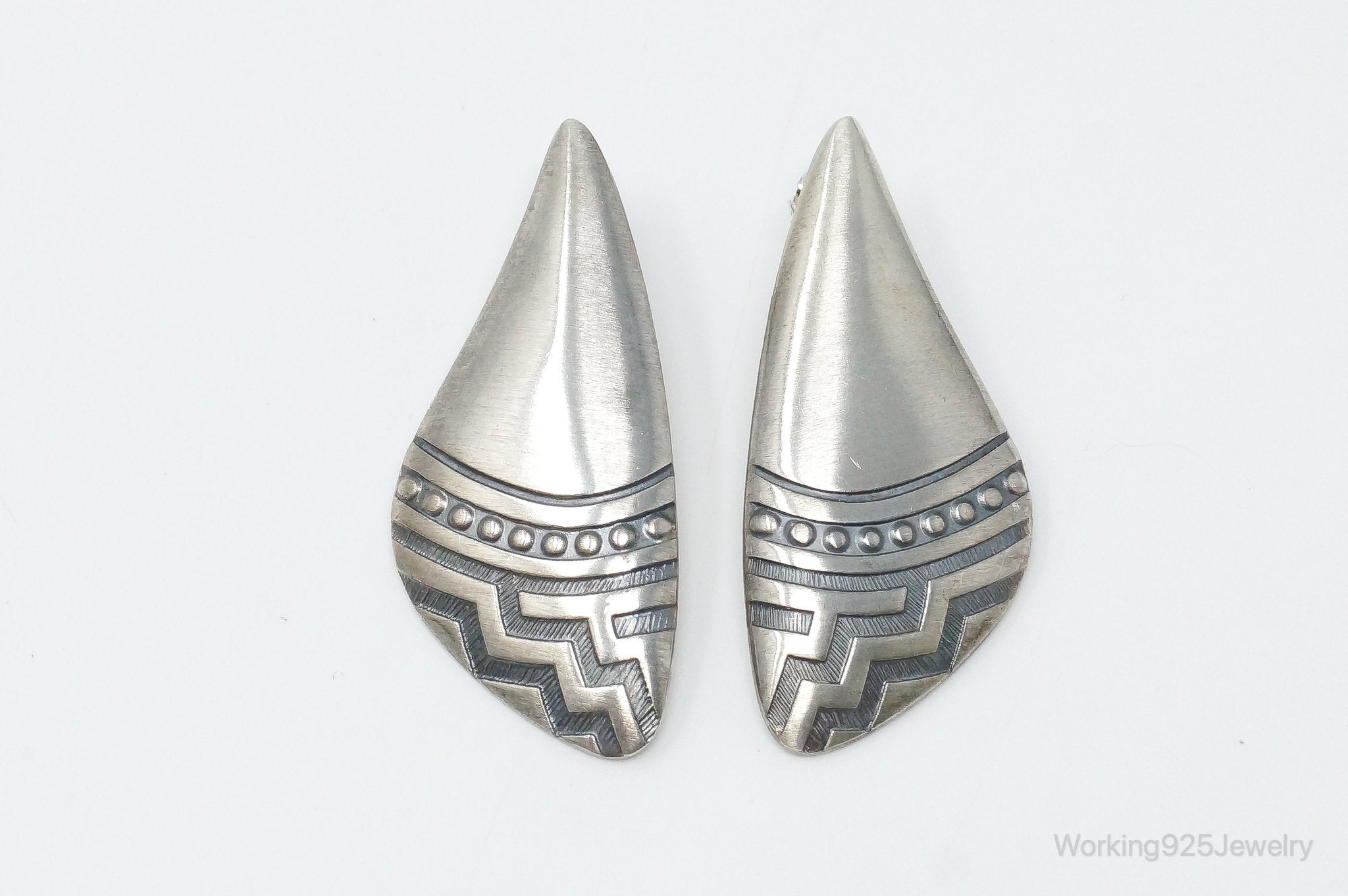 Vintage Designer KABANA Sterling Silver Southwestern Style Earrings