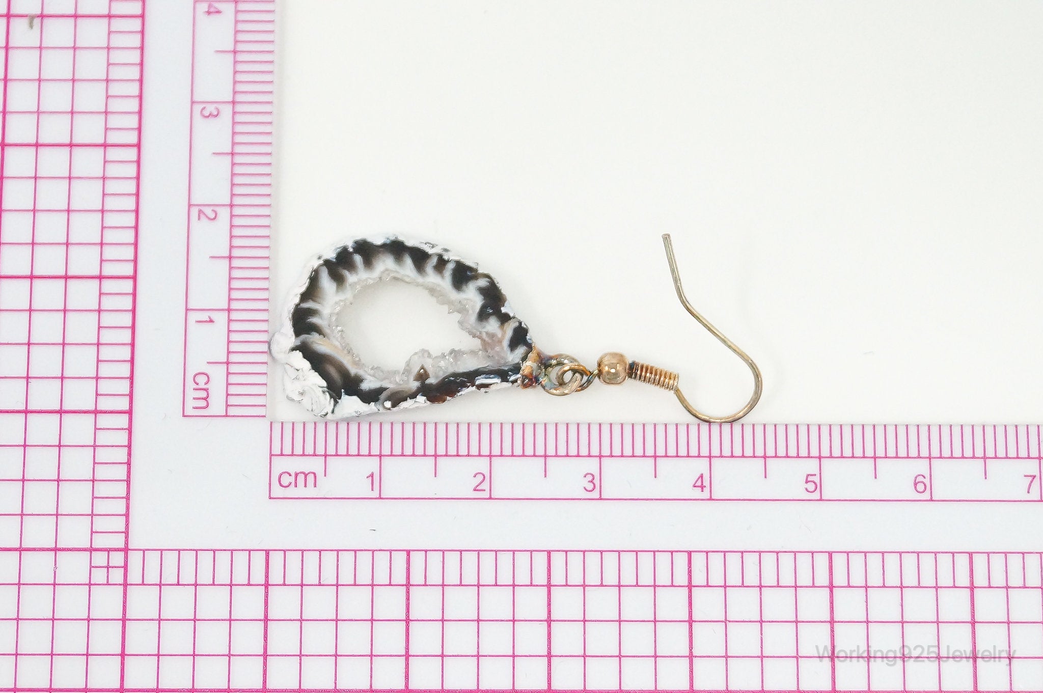 Natural Agate Geode Sterling Silver Earrings