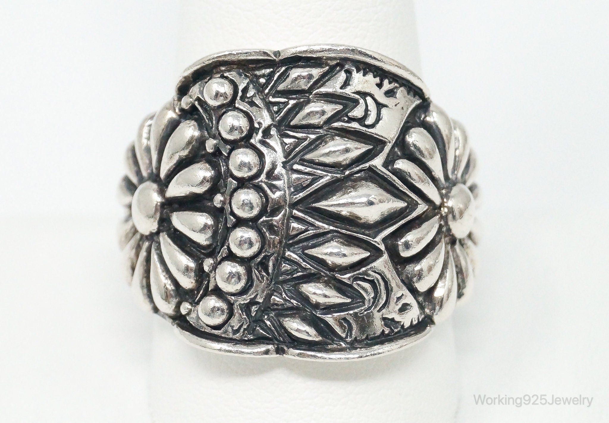 Vintage Designer BBJ Southwestern Sterling Silver Ring - Size 11