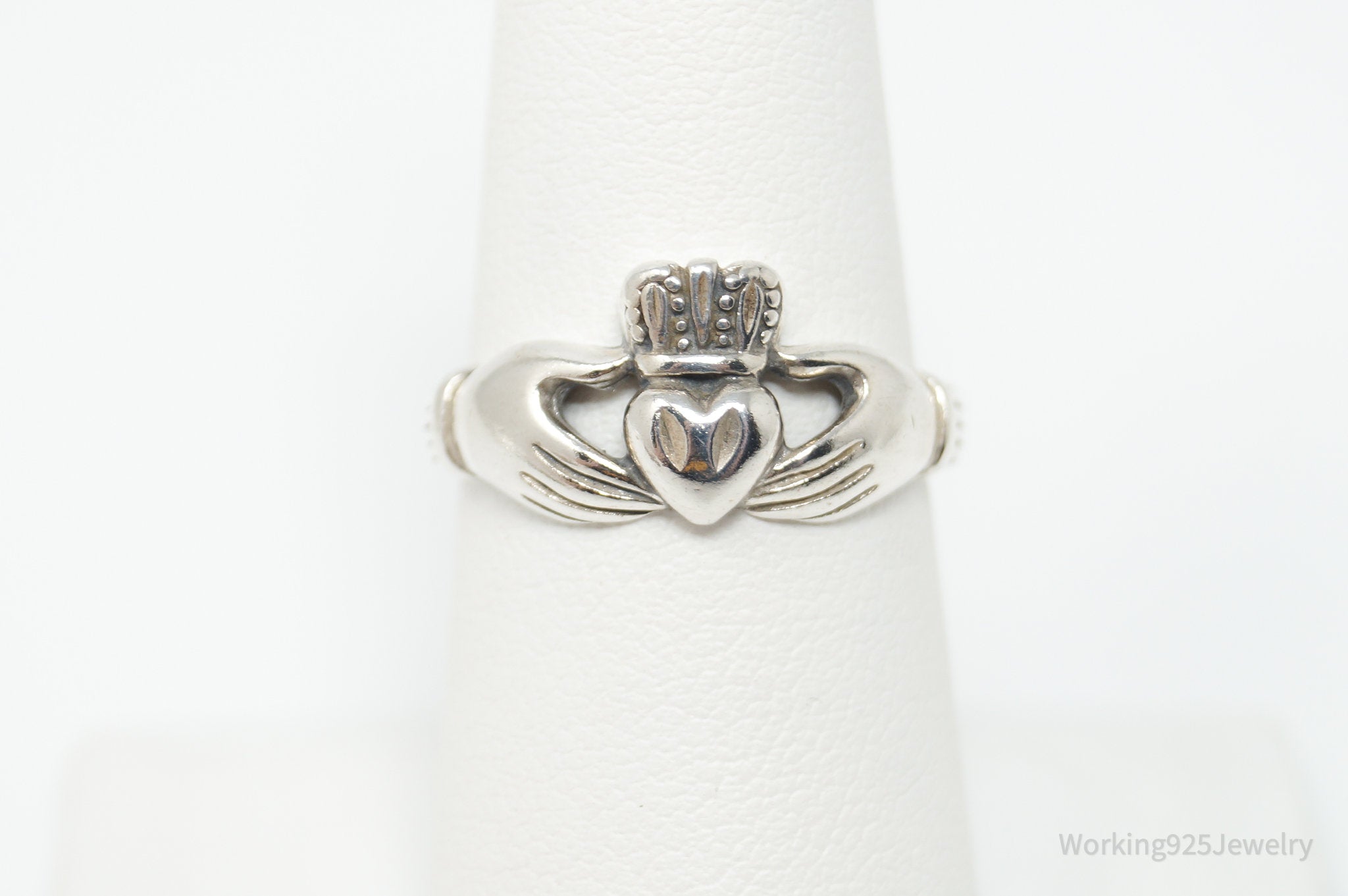 Vintage Claddagh Lover Sterling Silver Ring - Size 6.75