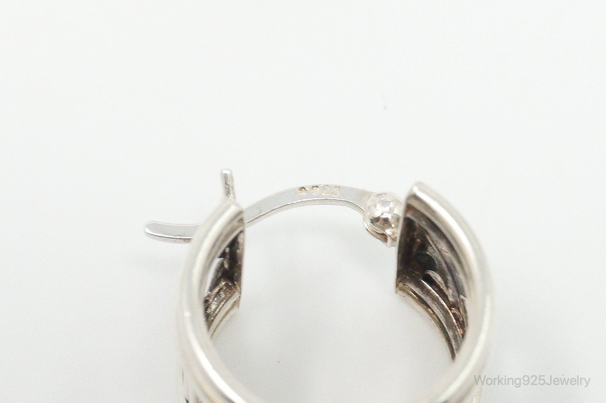 Vintage Cut Out Sterling Silver Hoop Earrings