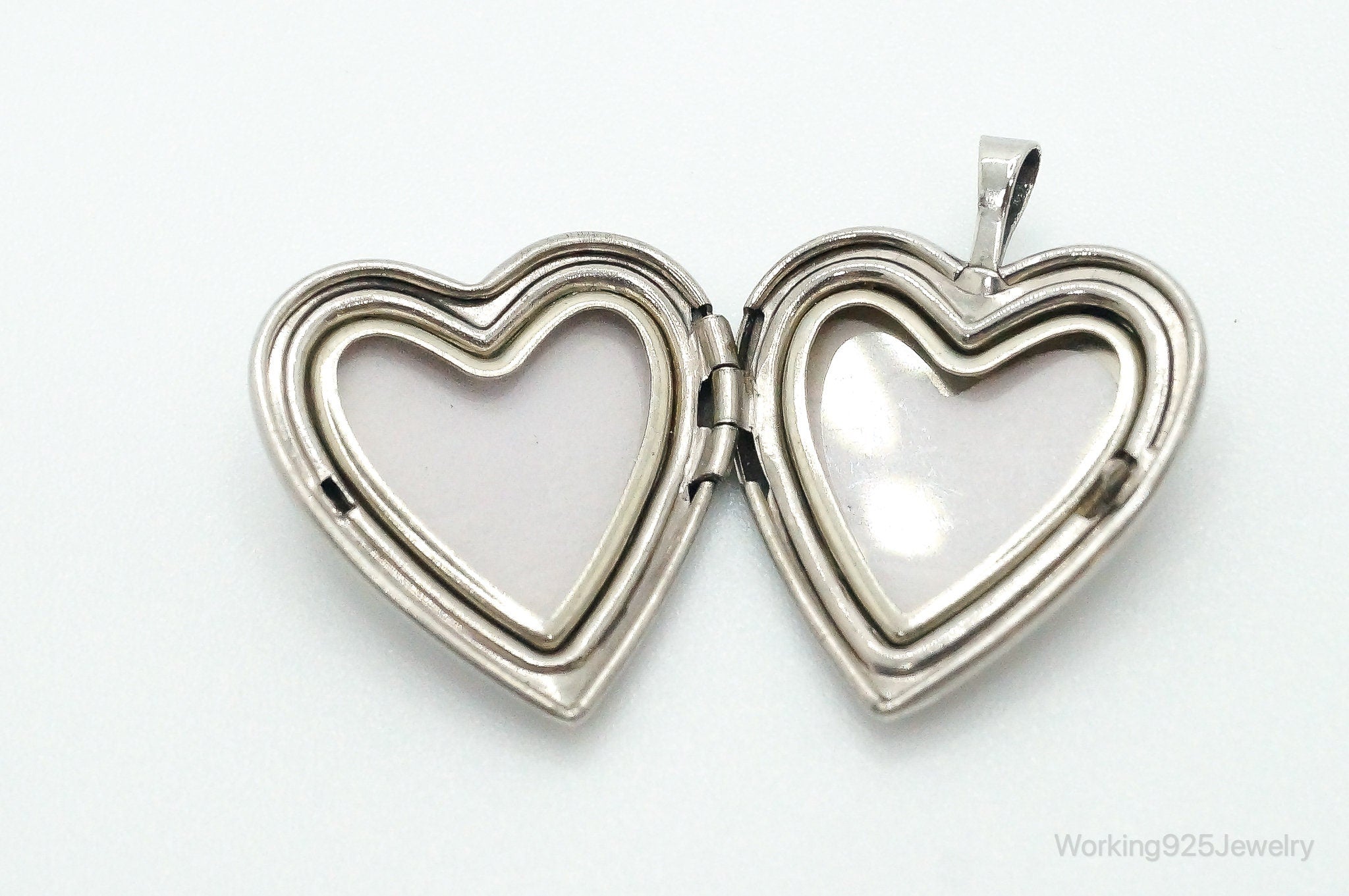 Antique Sterling Silver Secret Picture Heart Locket Pendant