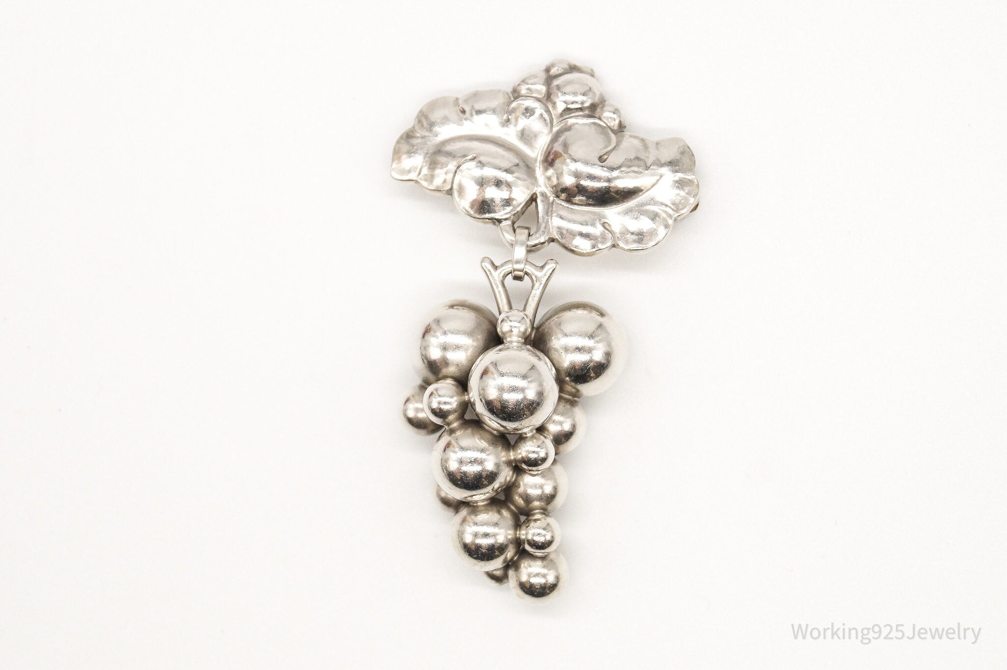 1920s Georg Jensen Moonlight Grapes 217B Sterling Silver Brooch Pin