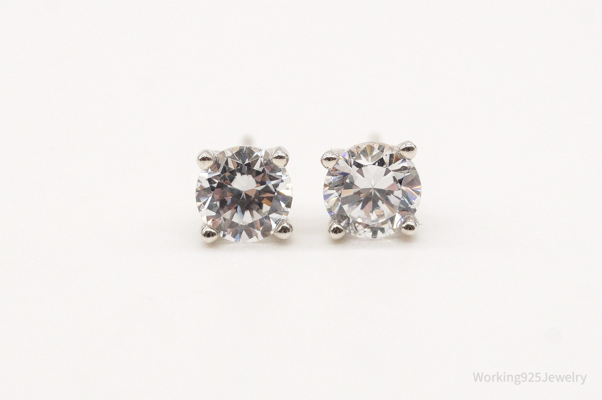 Vintage Cubic Zirconia Sterling Silver Earrings