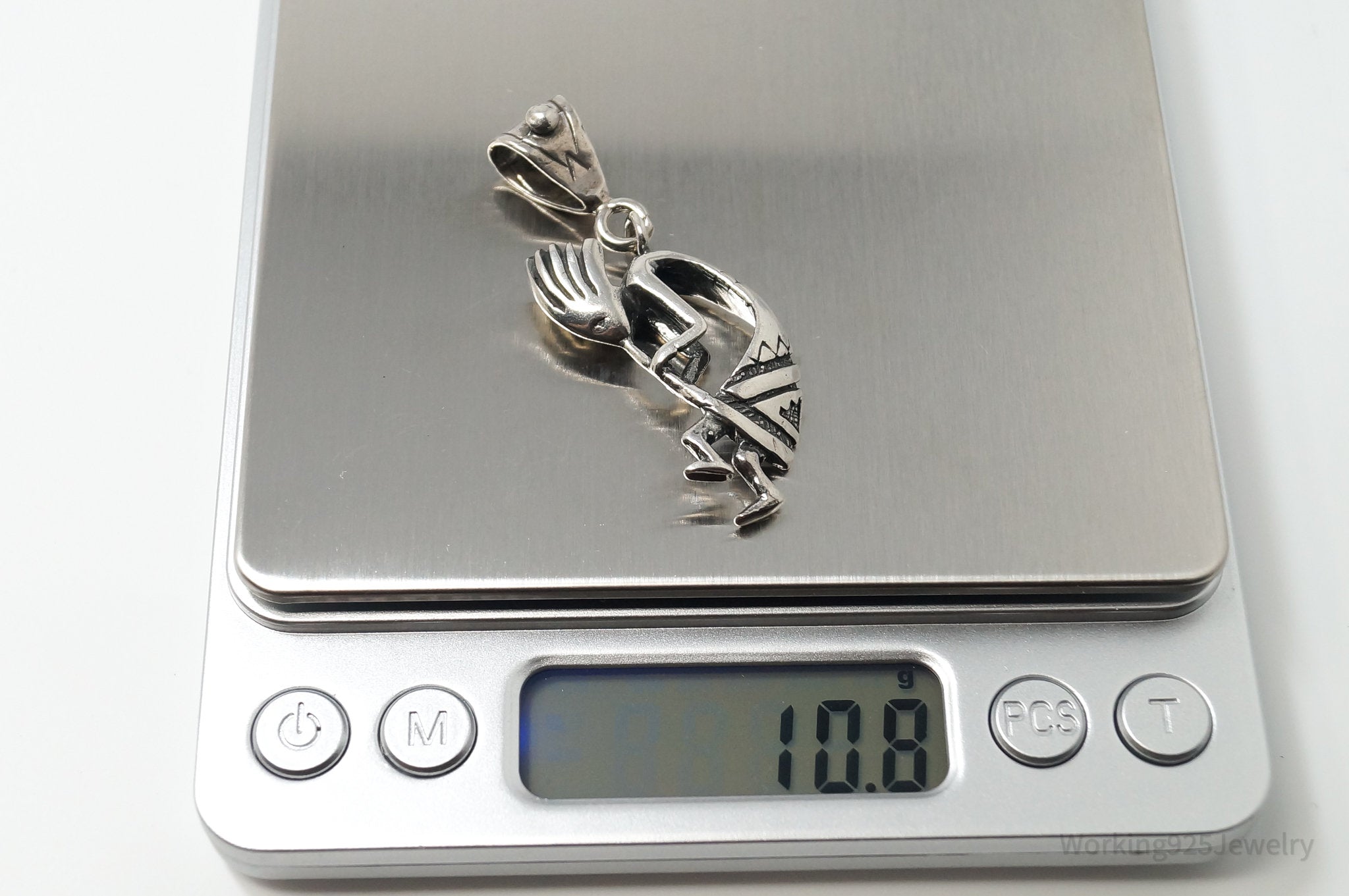 Large Vintage Native American Dancing Kokopelli Sterling Silver Pendant