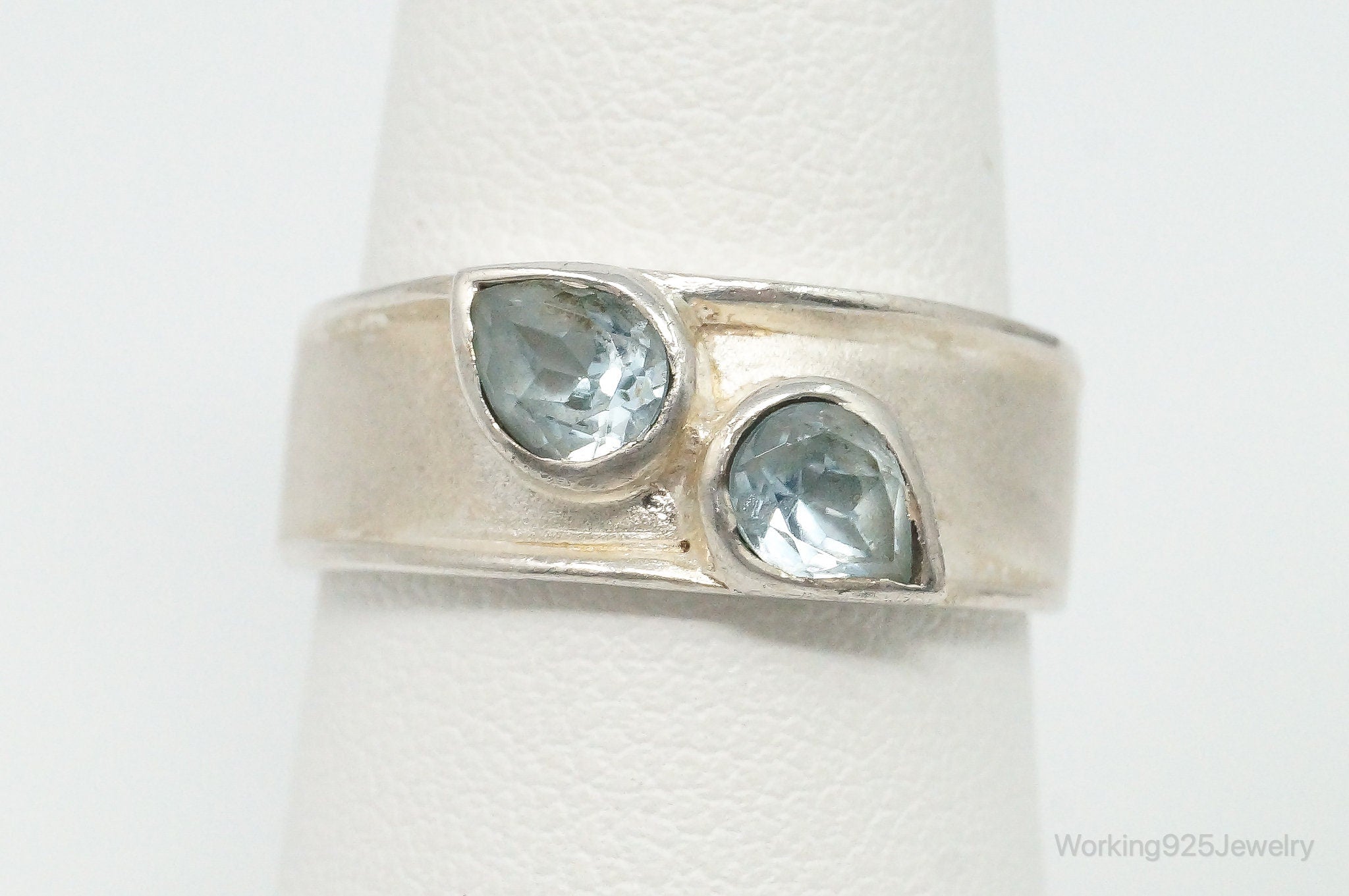 Vintage Blue Topaz Sterling Silver Ring - Size 7