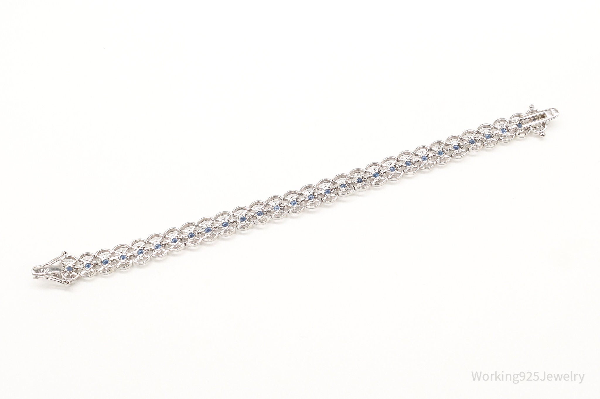 Designer FAS Lab Sapphire Sterling Silver Bracelet